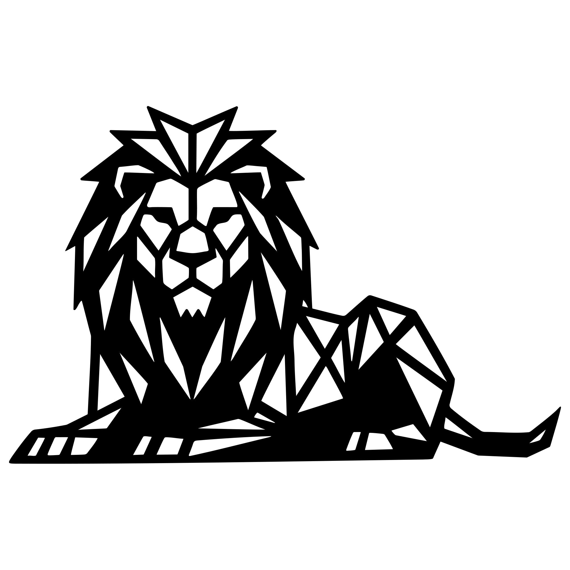 Geometric Lion DXF File – CNC Cutting Design | AWLION1429