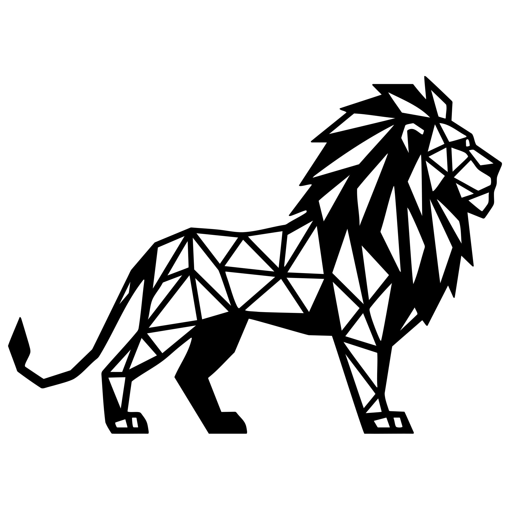 Geometric Lion DXF File – CNC Cutting Design | AWLION1431