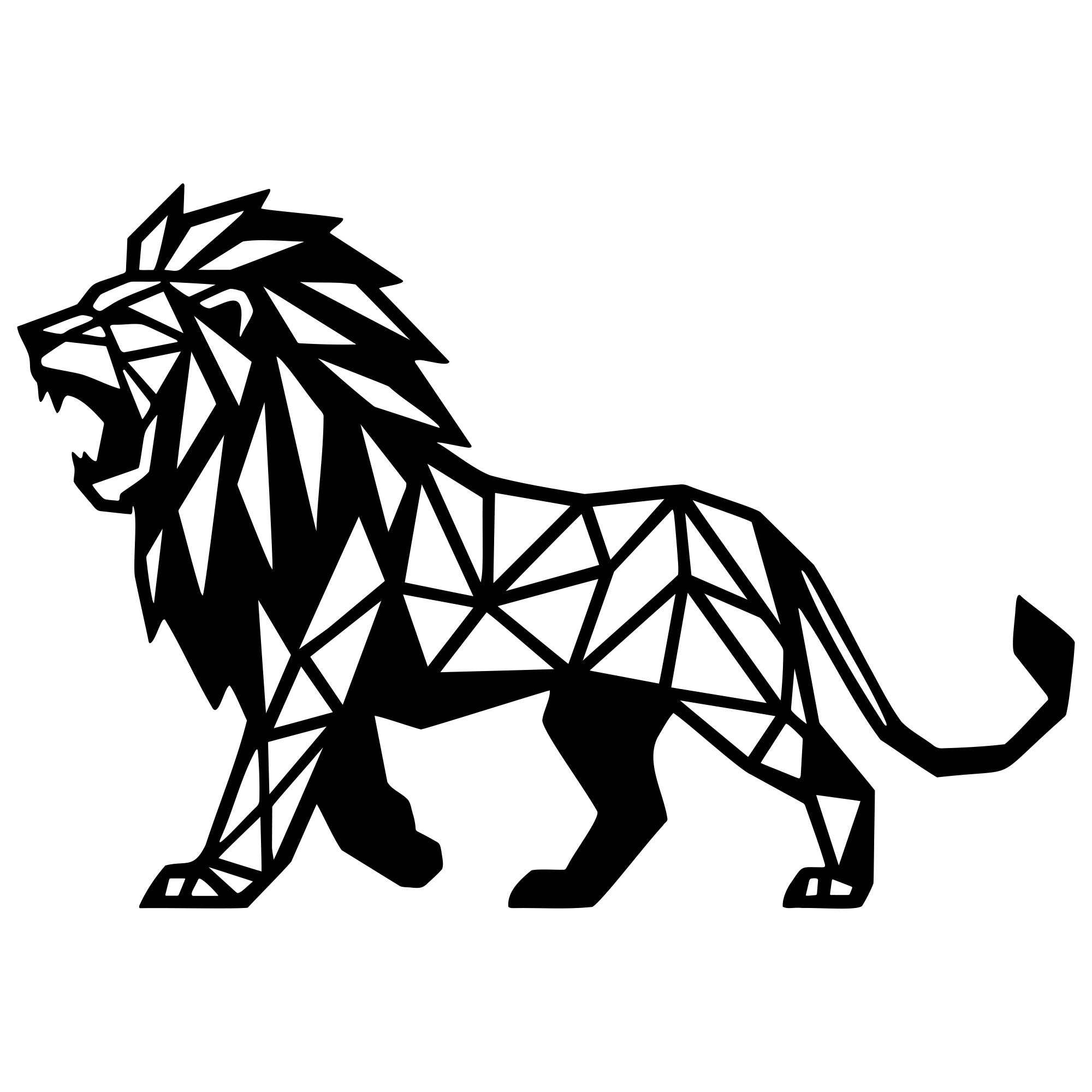 Geometric Lion DXF File – CNC Cutting Design | AWLION1432