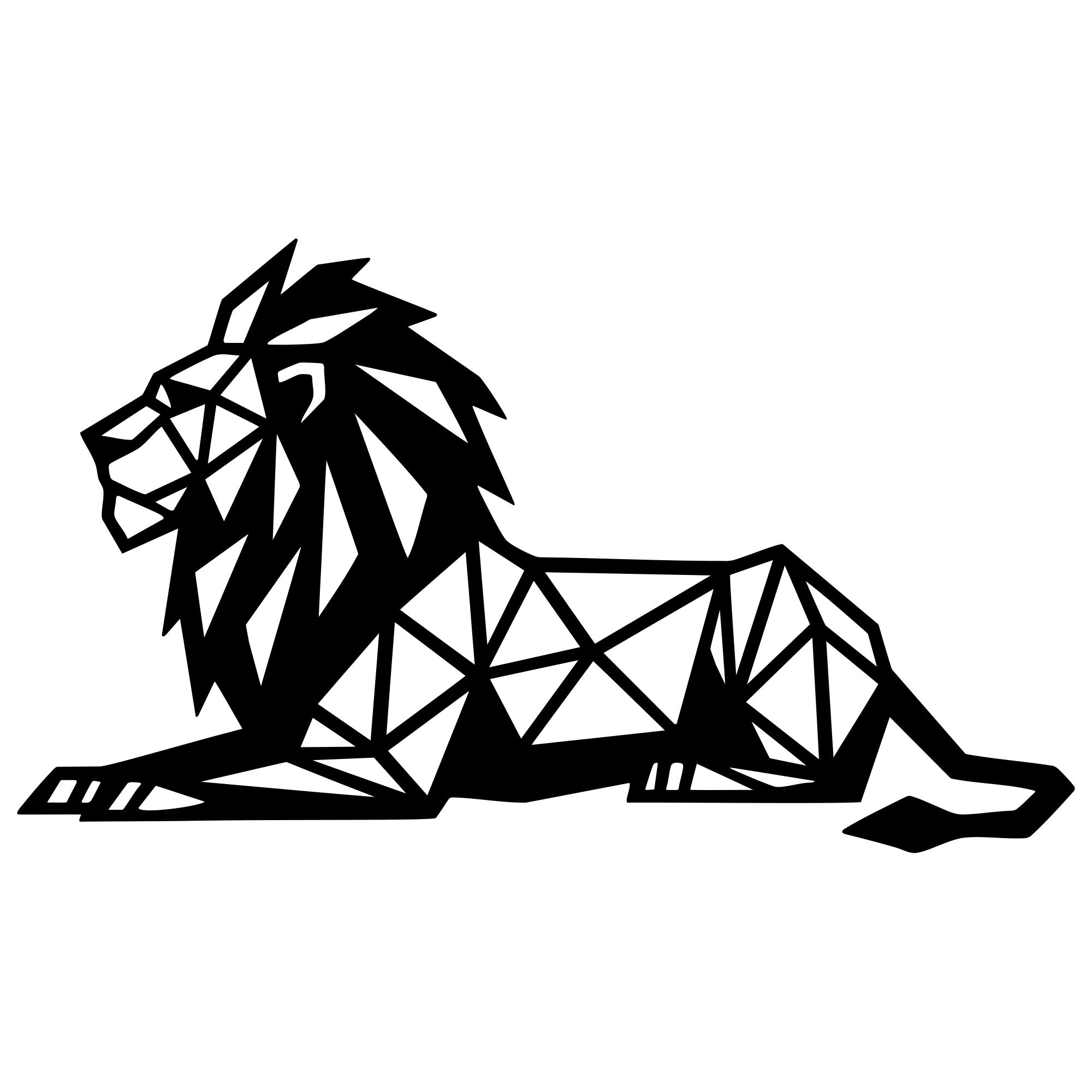Geometric Lion DXF File – CNC Cutting Design | AWLION1435