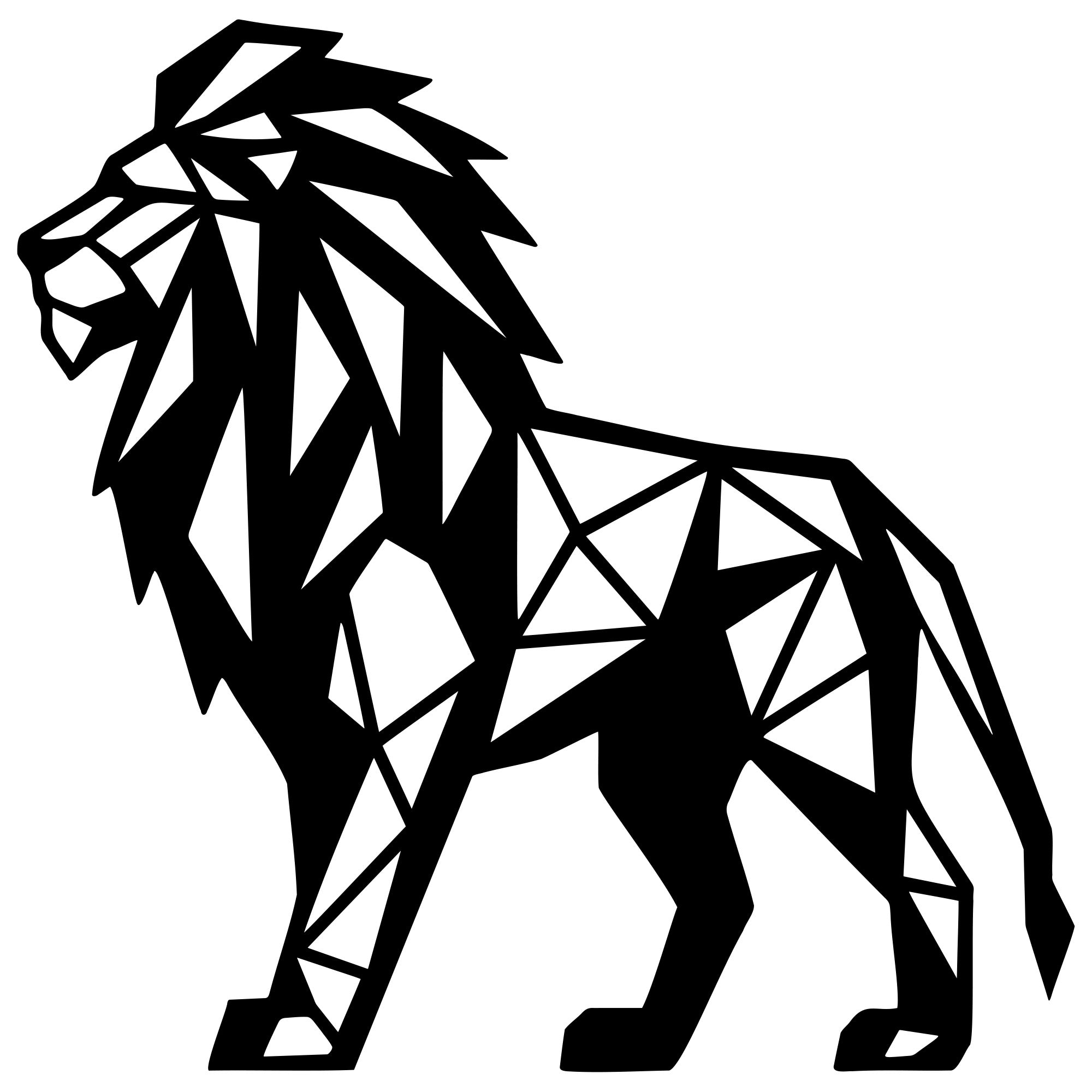 Geometric Lion DXF File – CNC Cutting Design | AWLION1437