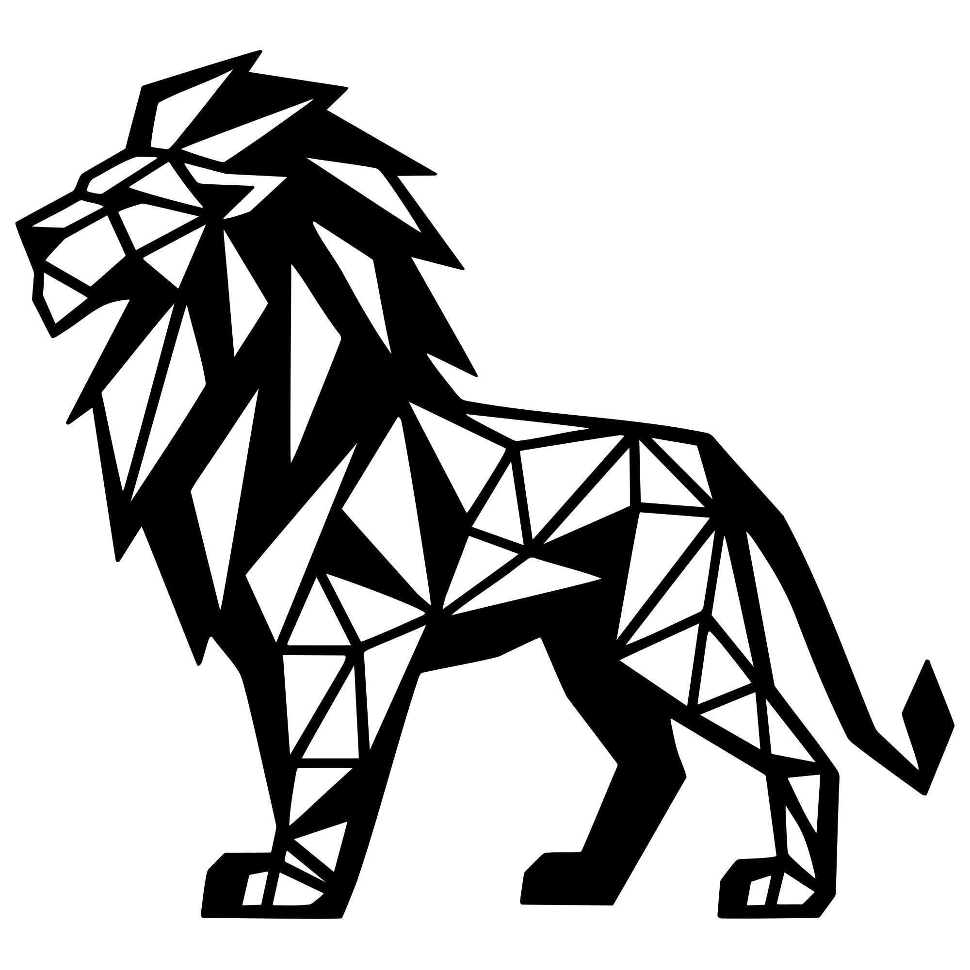Geometric Lion DXF File – CNC Cutting Design | AWLION1439