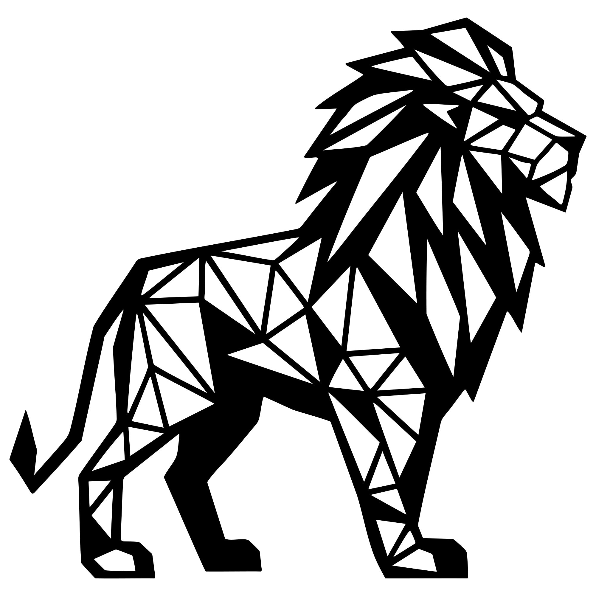 Geometric Lion DXF File – CNC Cutting Design | AWLION1440