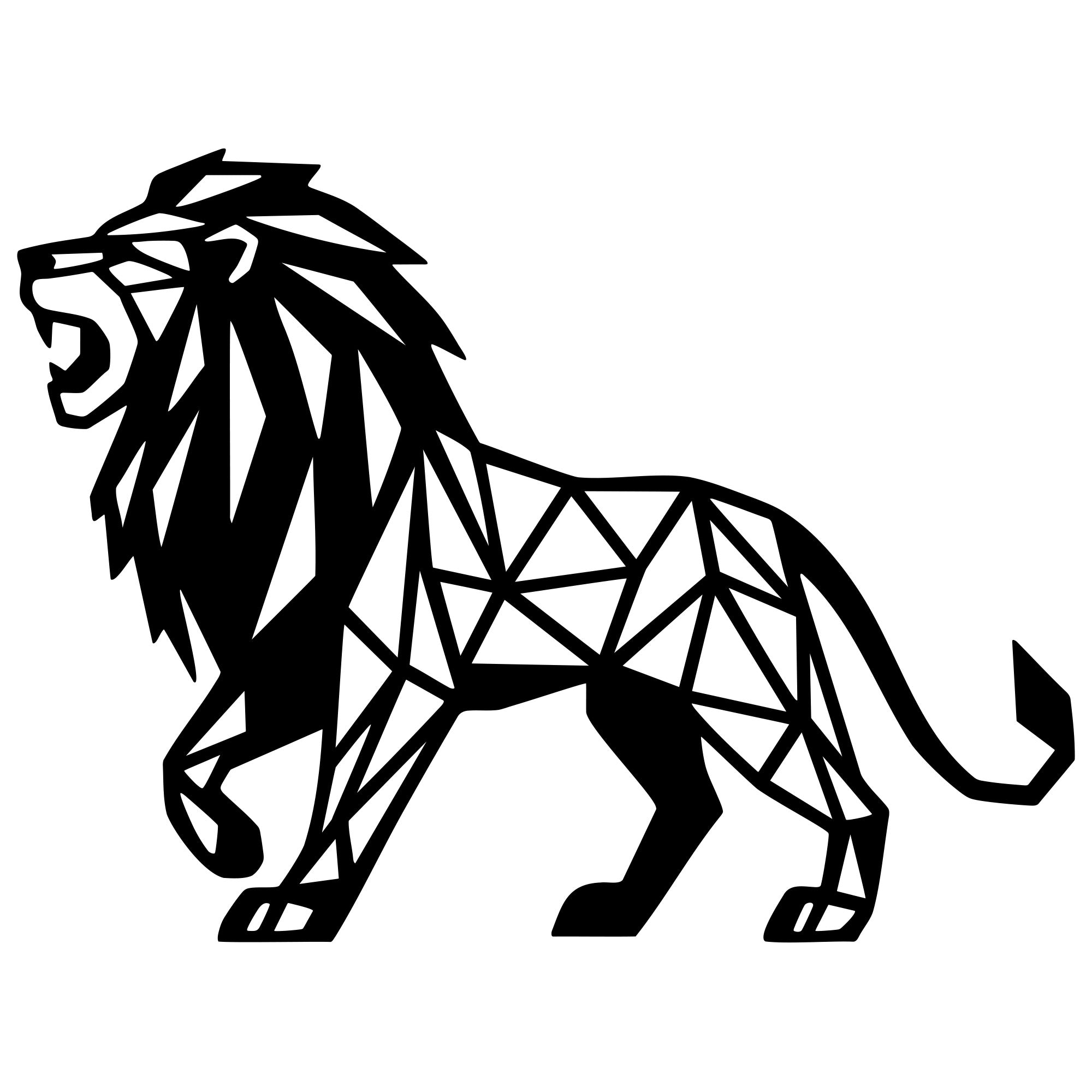 Geometric Lion DXF File – CNC Cutting Design | AWLION1441