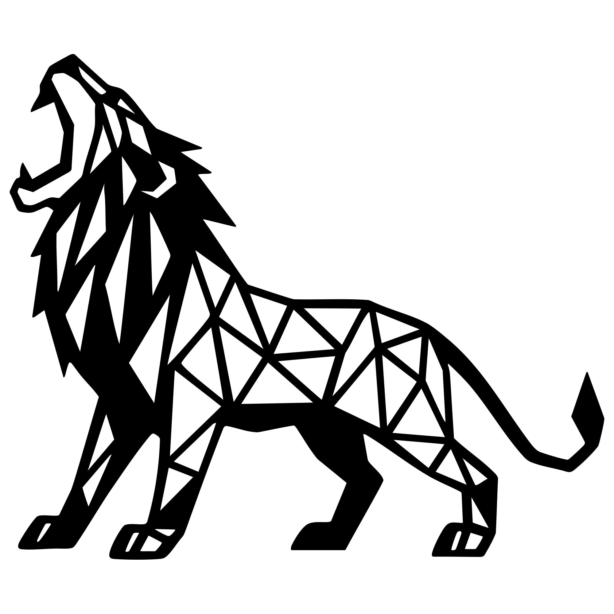 Geometric Lion DXF File – CNC Cutting Design | AWLION1442