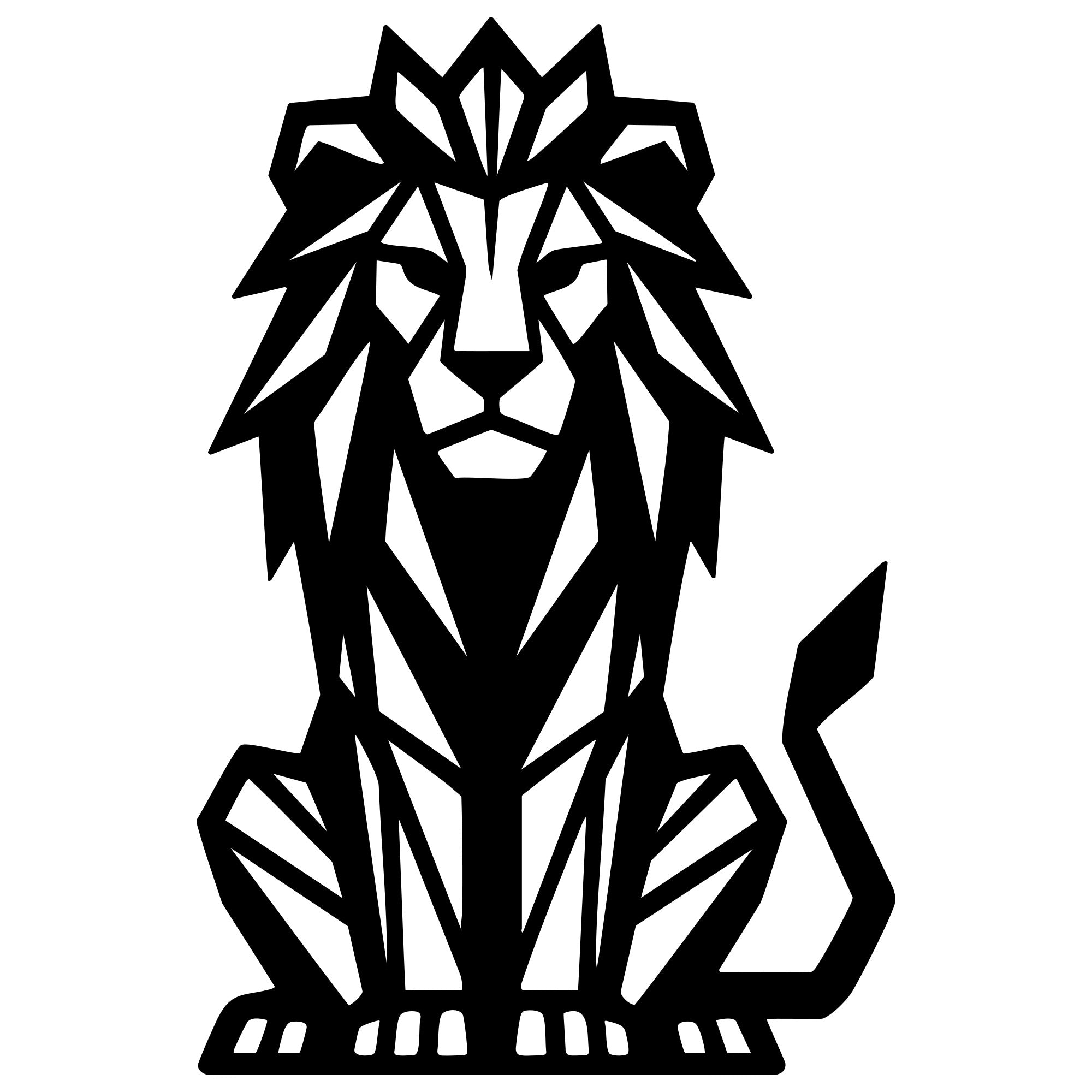 Geometric Lion DXF File – CNC Cutting Design | AWLION1446