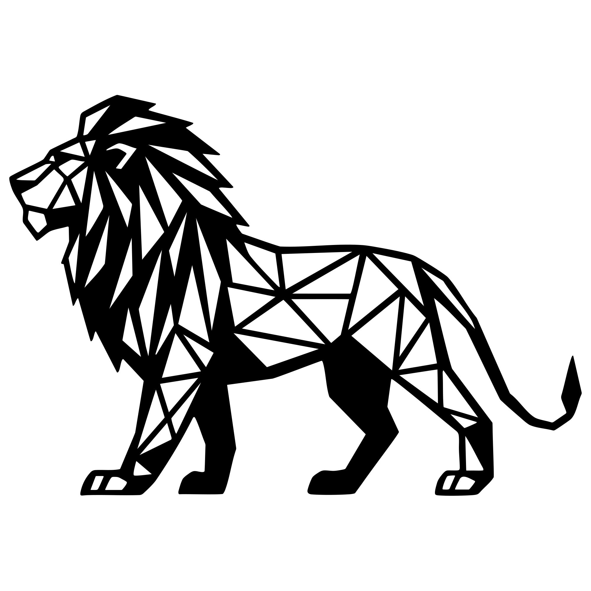 Geometric Lion DXF File – CNC Cutting Design | AWLION1448