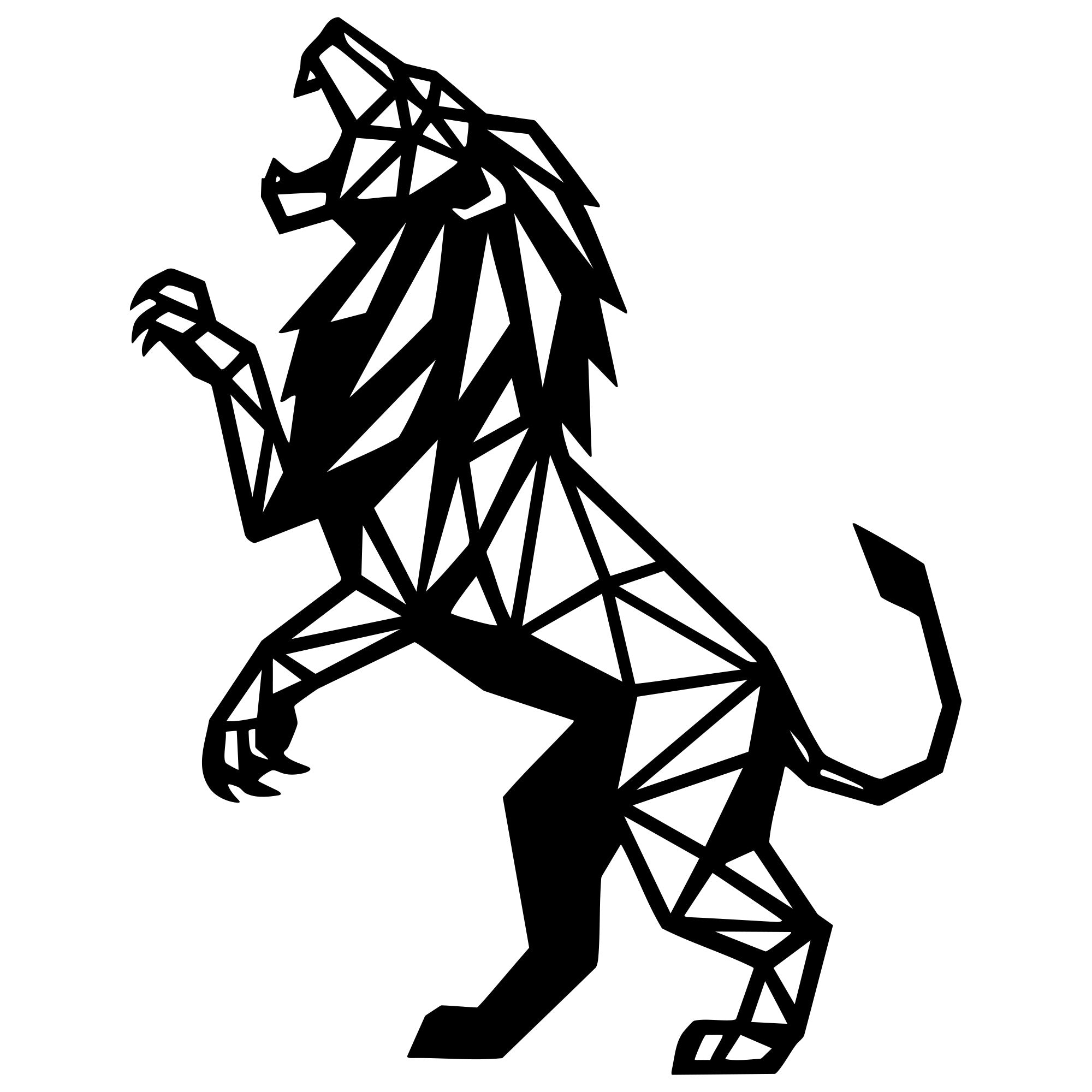 Geometric Lion DXF File – CNC Cutting Design | AWLION1452