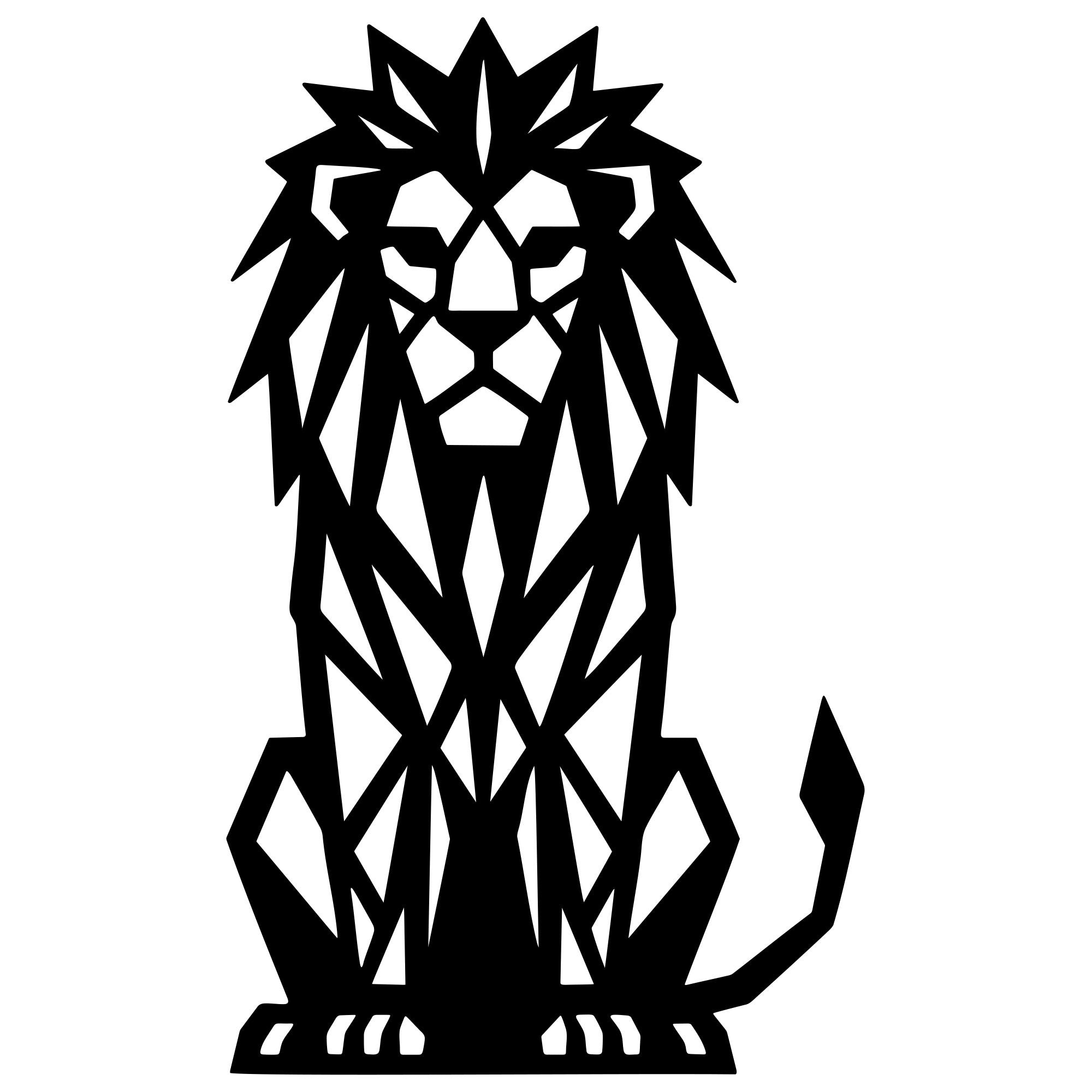 Geometric Lion DXF File – CNC Cutting Design | AWLION1456