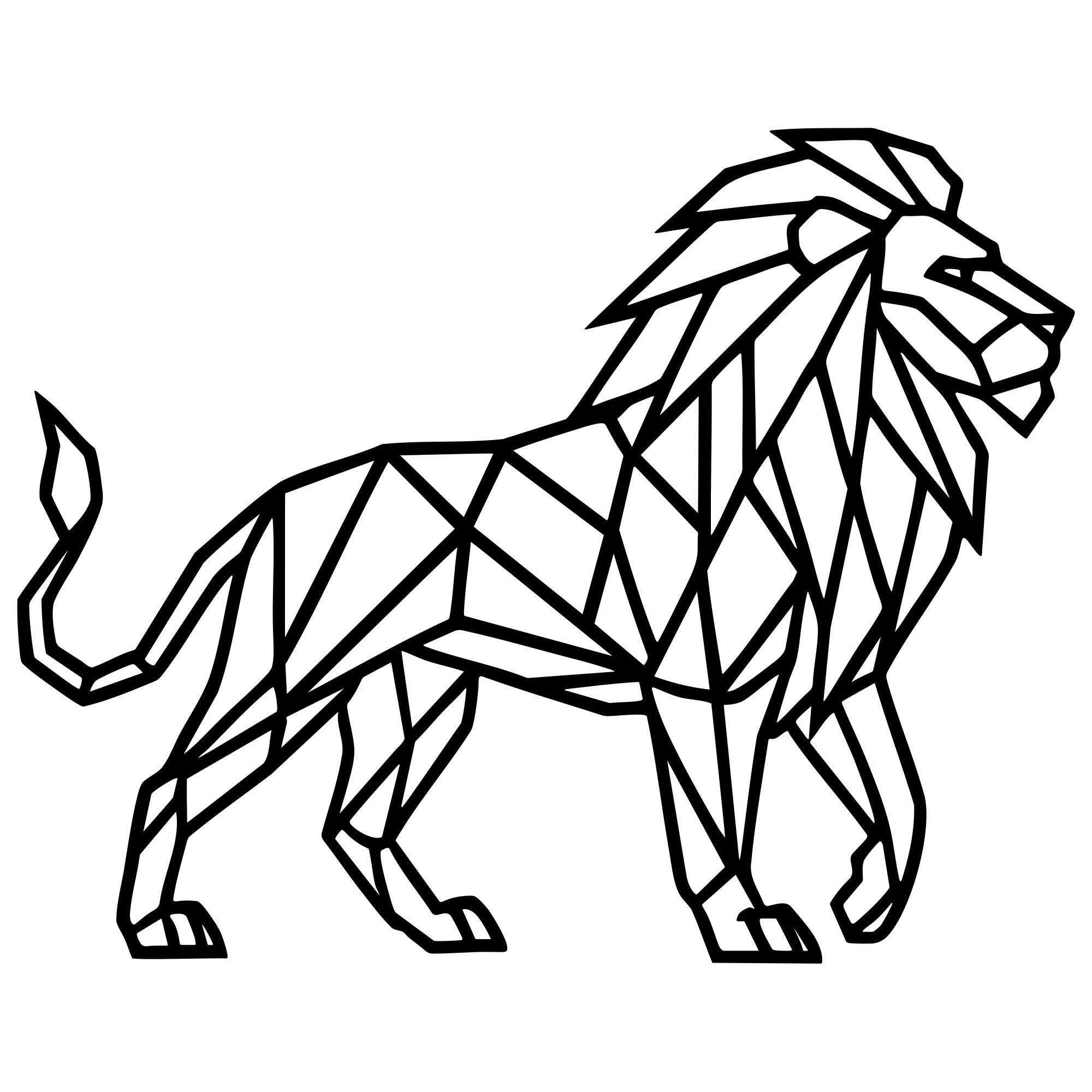 Geometric Lion DXF File – CNC Cutting Design | AWLION170