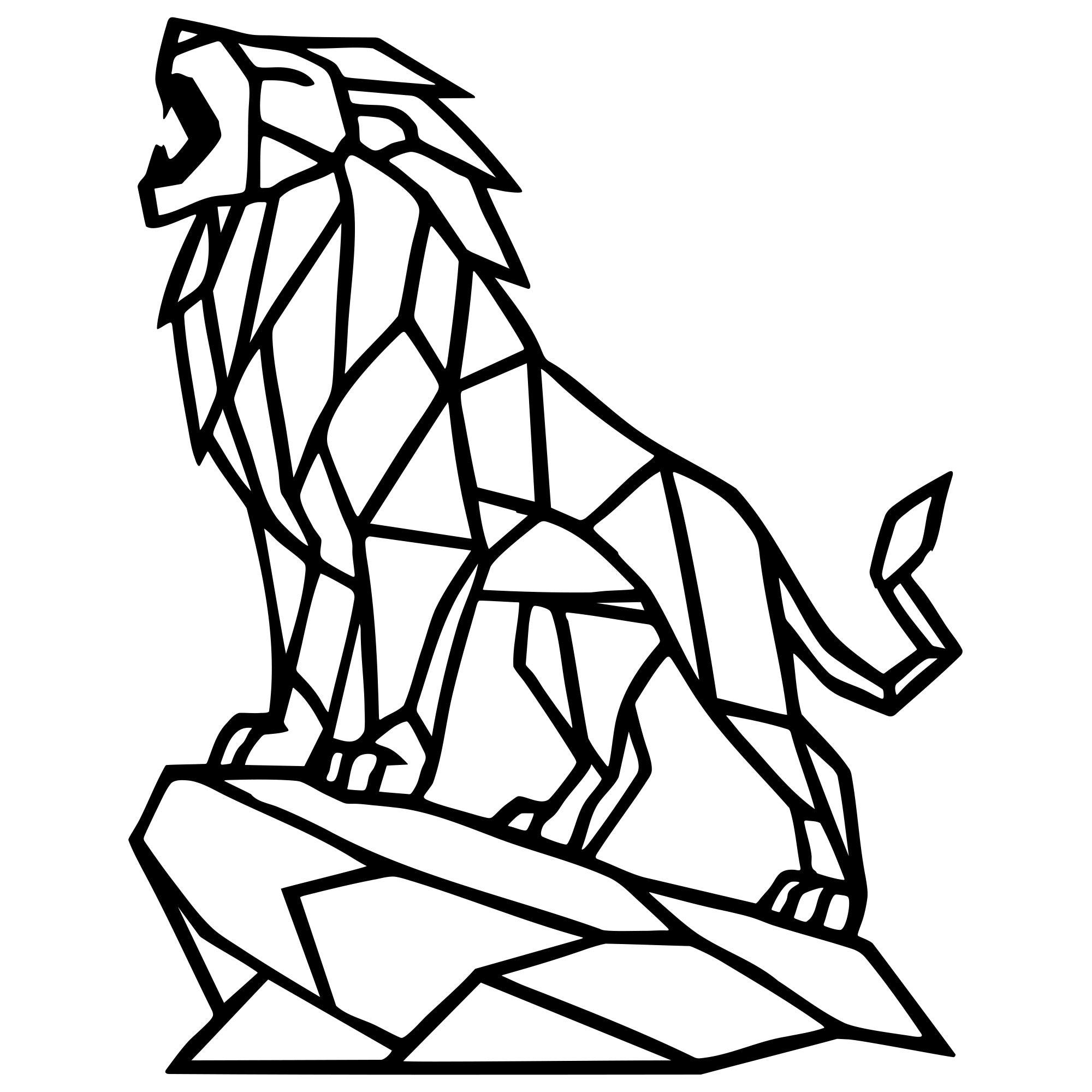 Geometric Lion DXF File – CNC Cutting Design | AWLION171