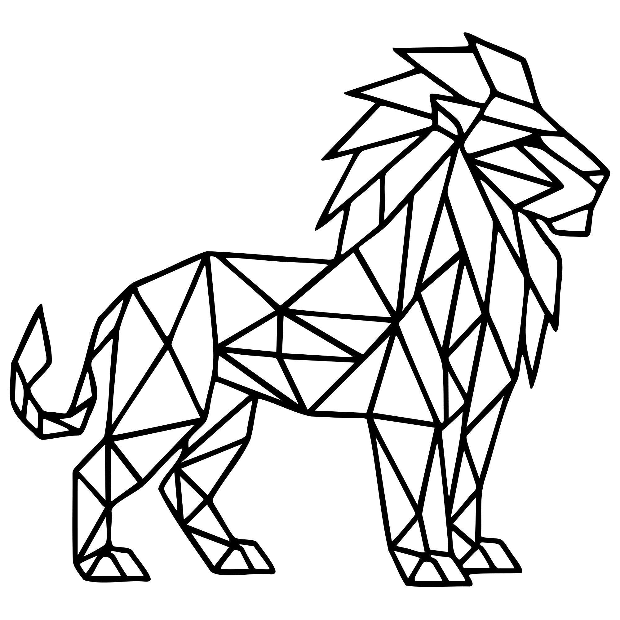 Geometric Lion DXF File – CNC Cutting Design | AWLION373