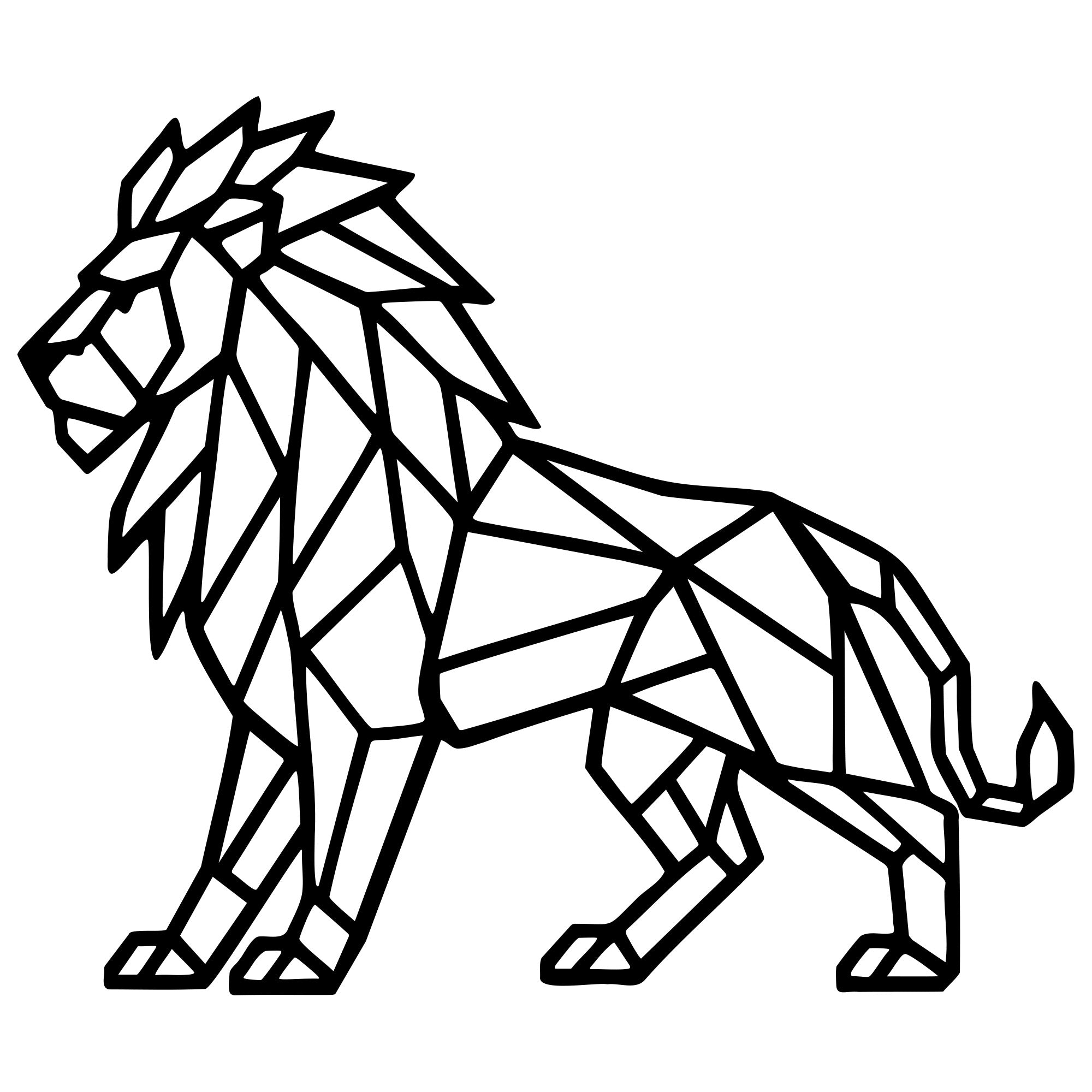 Geometric Lion DXF File – CNC Cutting Design | AWLION374