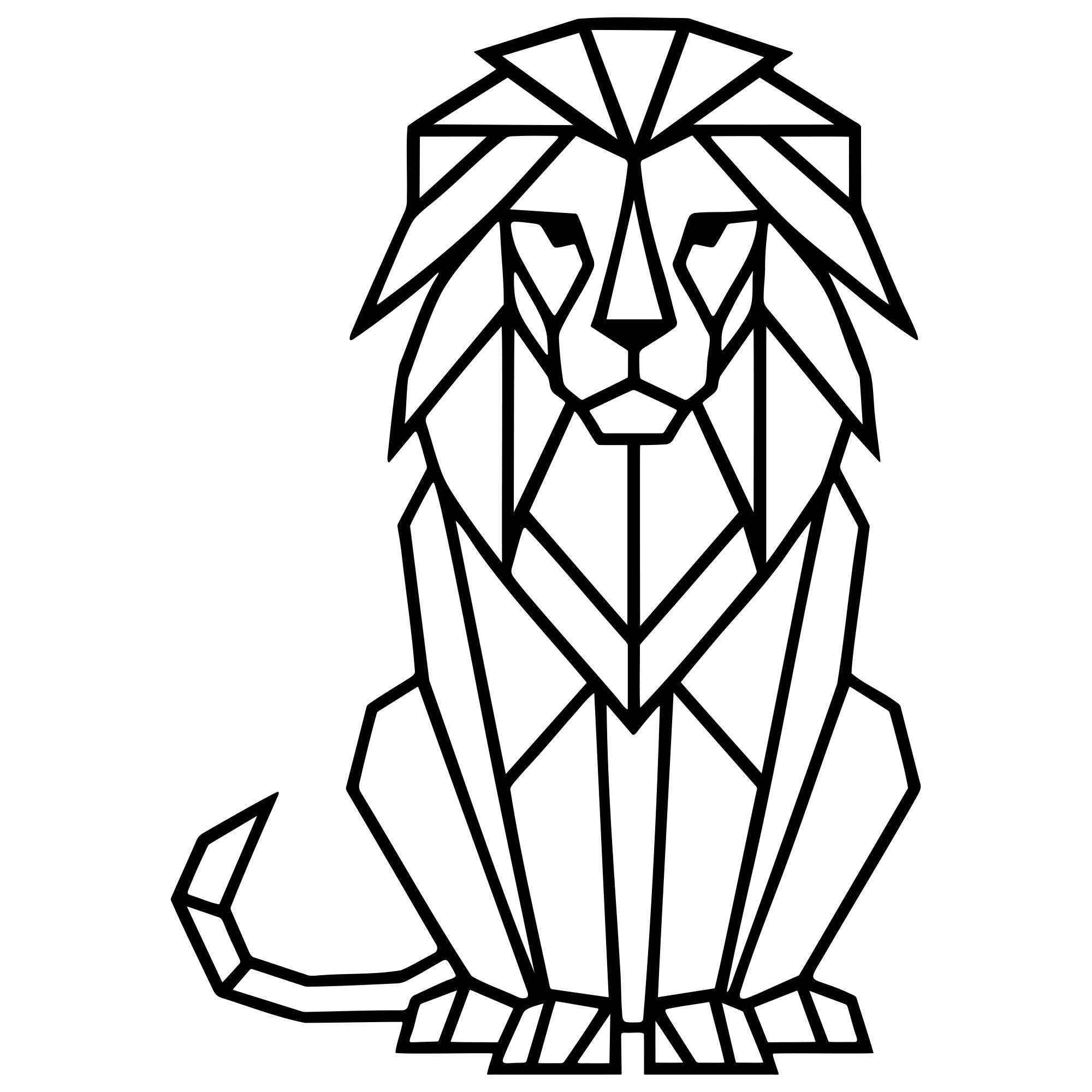 Geometric Lion DXF File – CNC Cutting Design | AWLION375