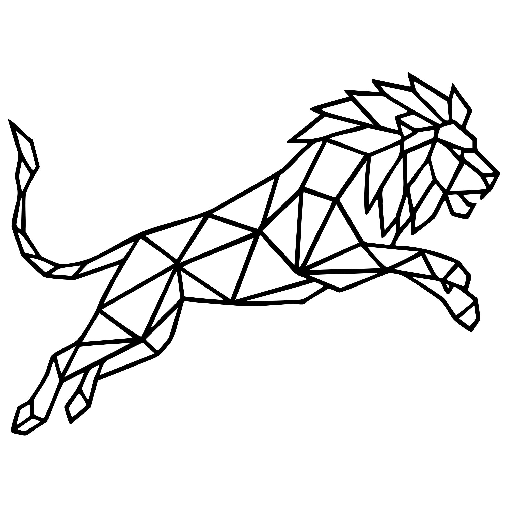 Geometric Lion DXF File – CNC Cutting Design | AWLION377