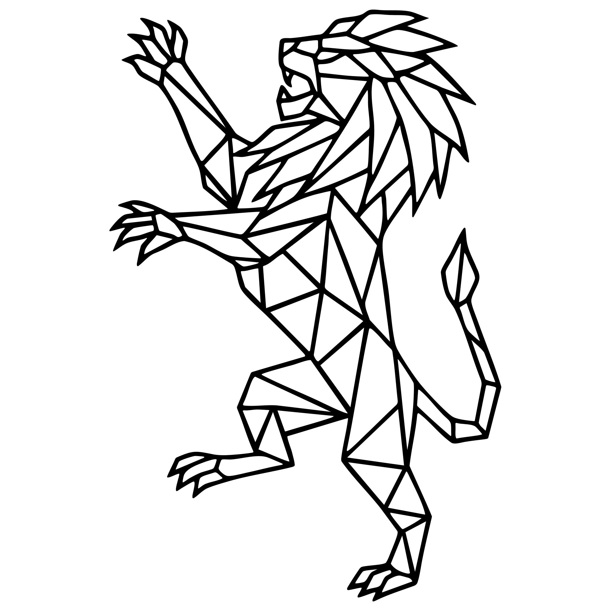 Geometric Lion DXF File – CNC Cutting Design | AWLION378