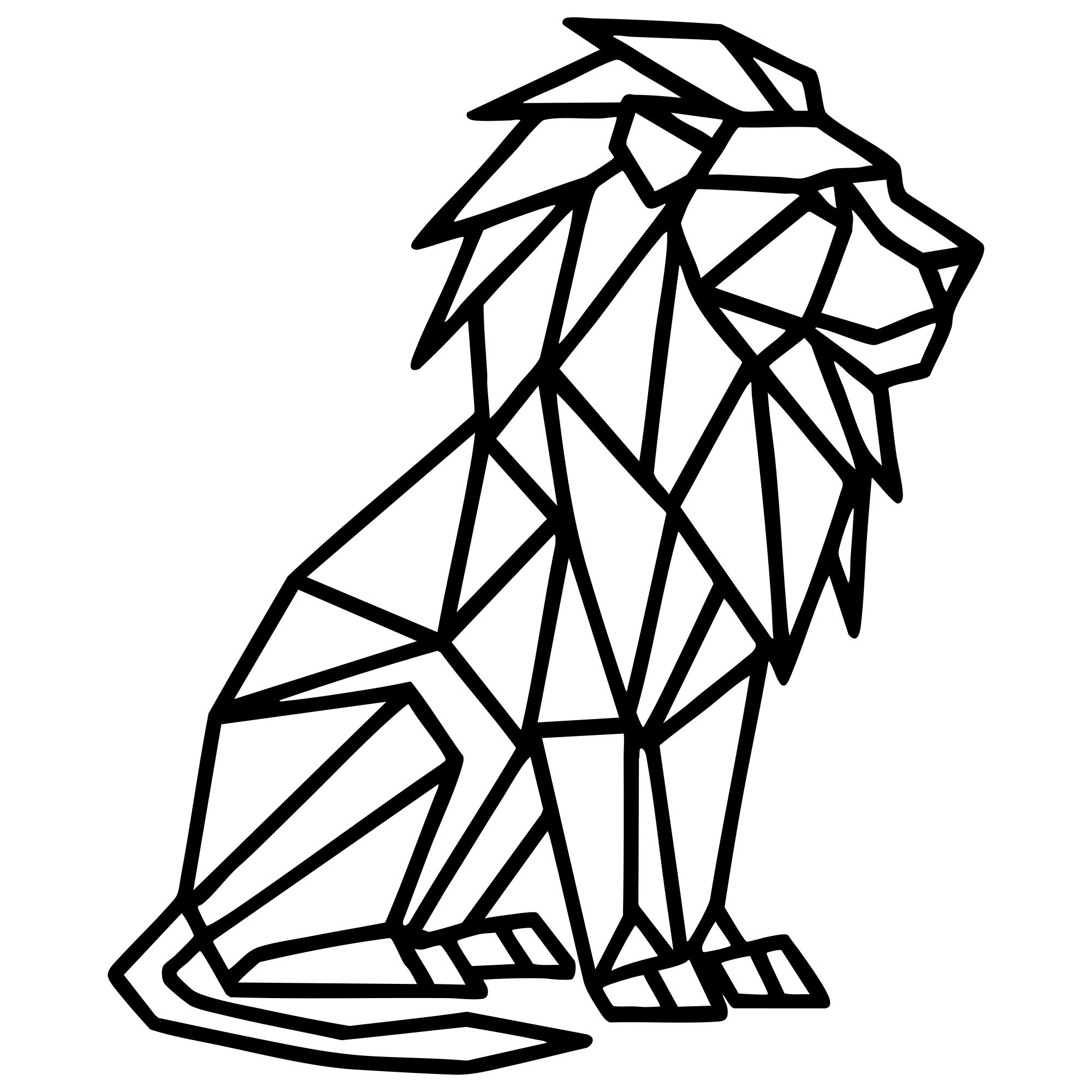 Geometric Lion DXF File – CNC Cutting Design | AWLION380