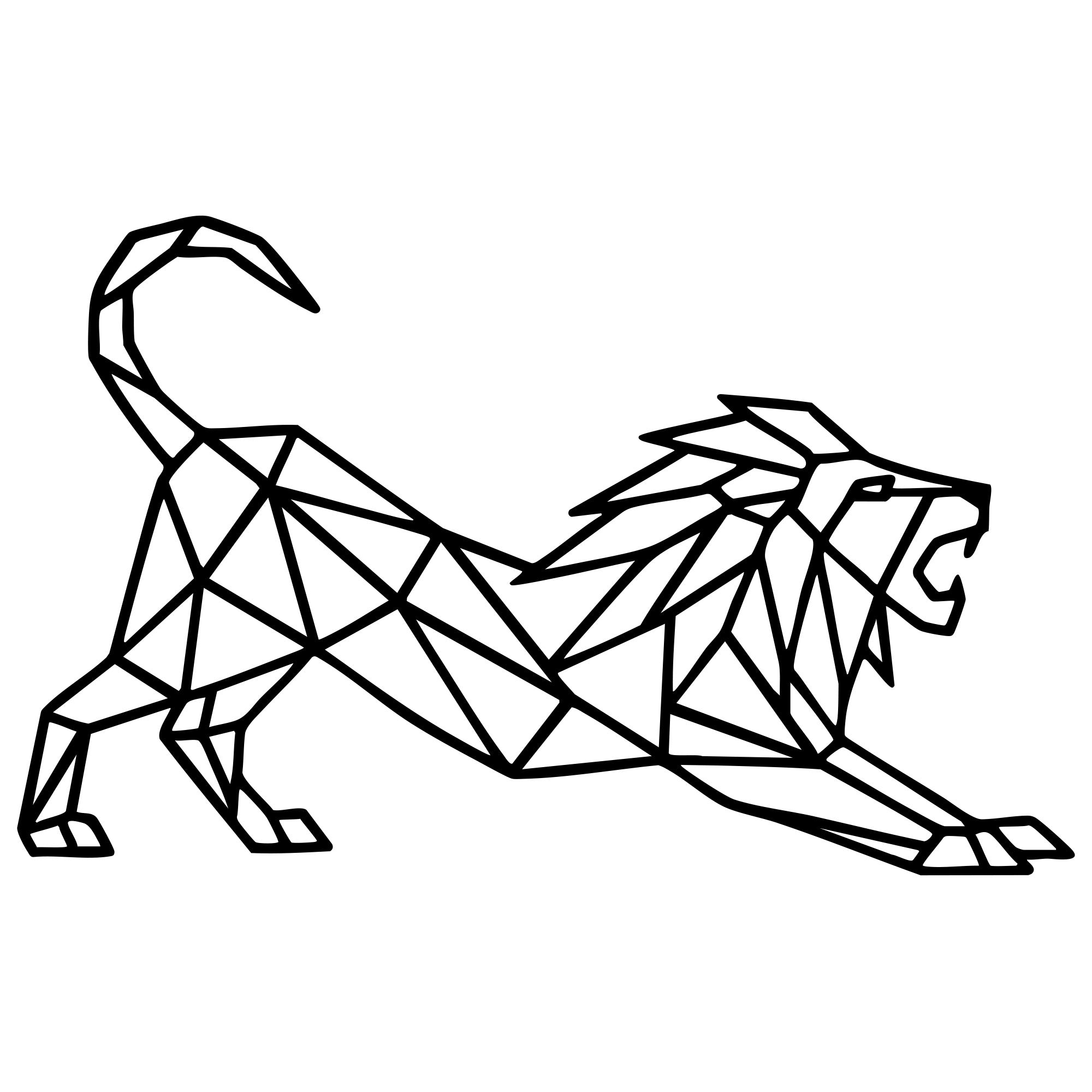 Geometric Lion DXF File – CNC Cutting Design | AWLION381