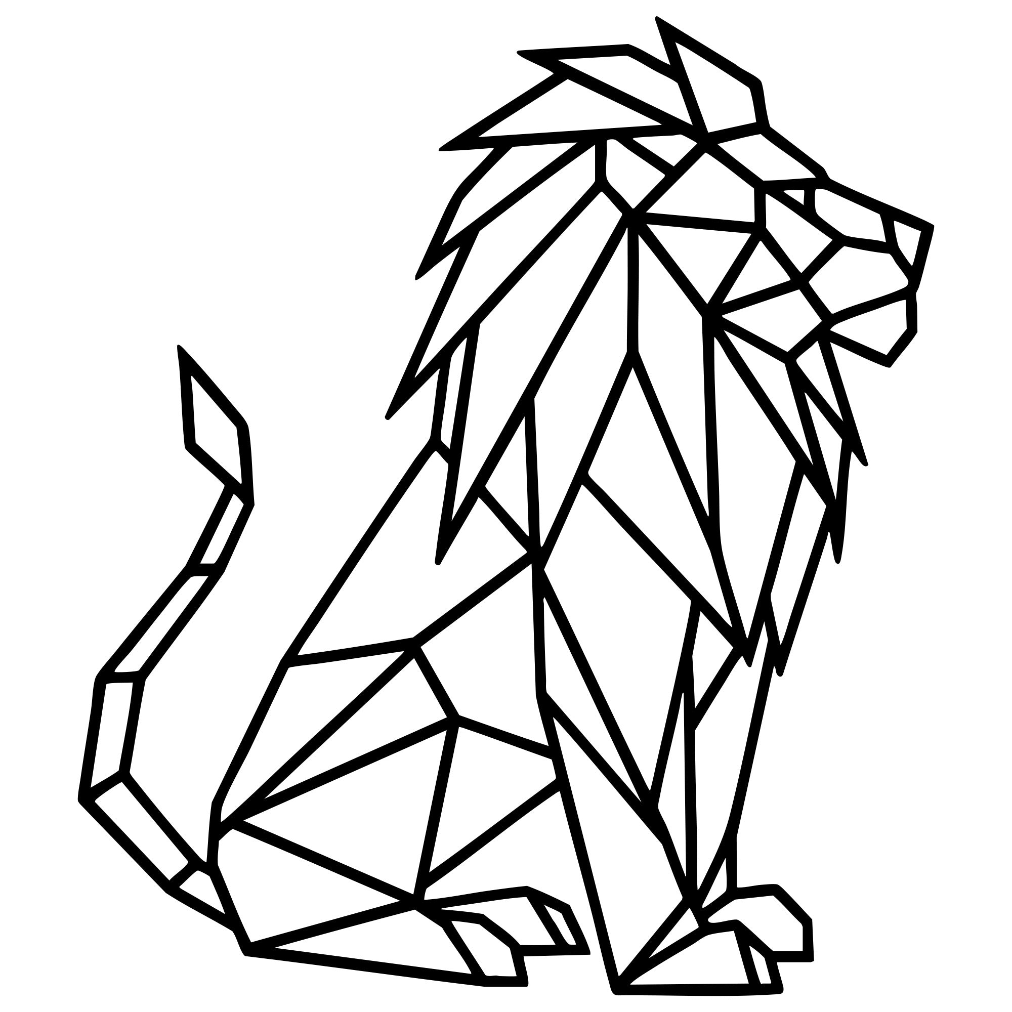 Geometric Lion DXF File – CNC Cutting Design | AWLION385