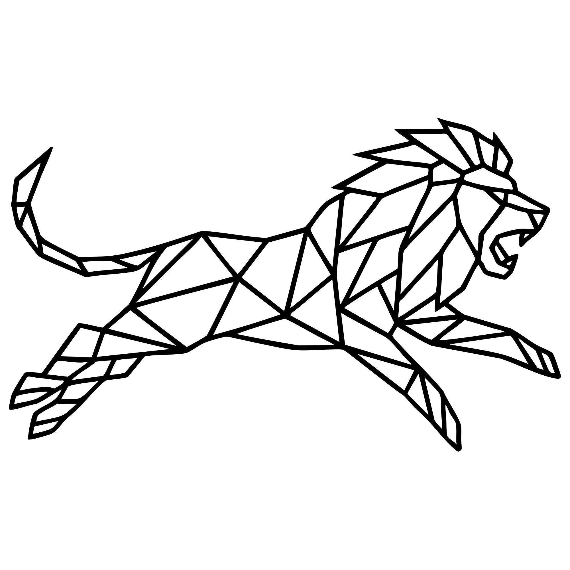Geometric Lion DXF File – CNC Cutting Design | AWLION386