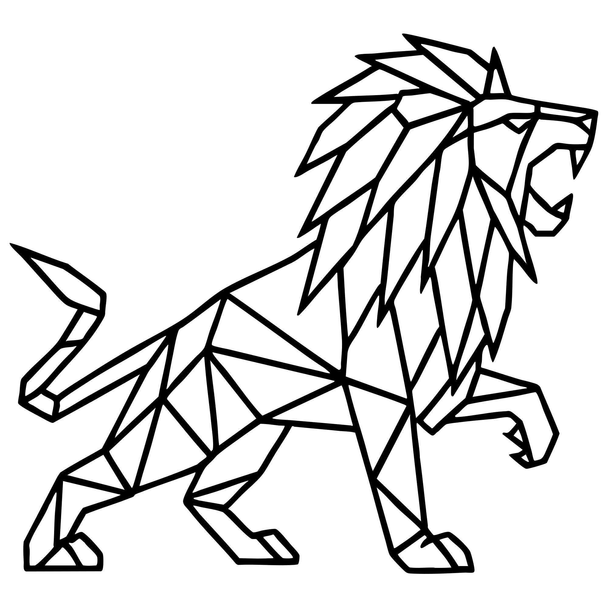 Geometric Lion DXF File – CNC Cutting Design | AWLION387