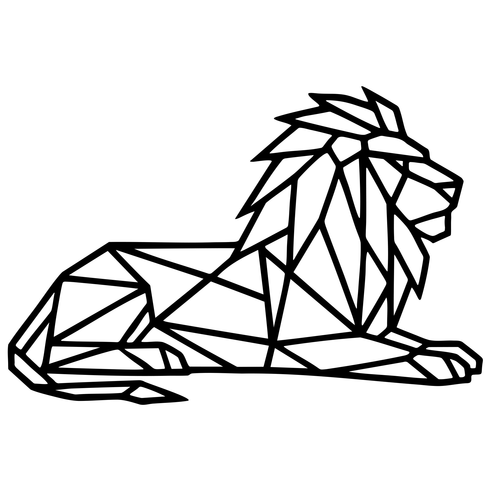 Geometric Lion DXF File – CNC Cutting Design | AWLION388