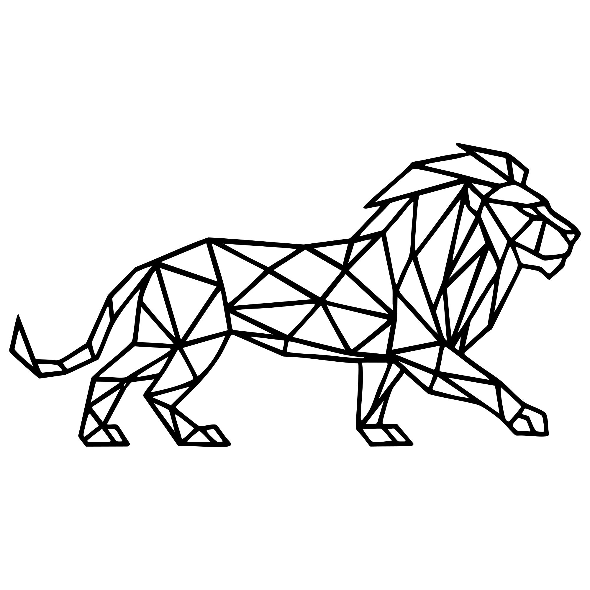Geometric Lion DXF File – CNC Cutting Design | AWLION389