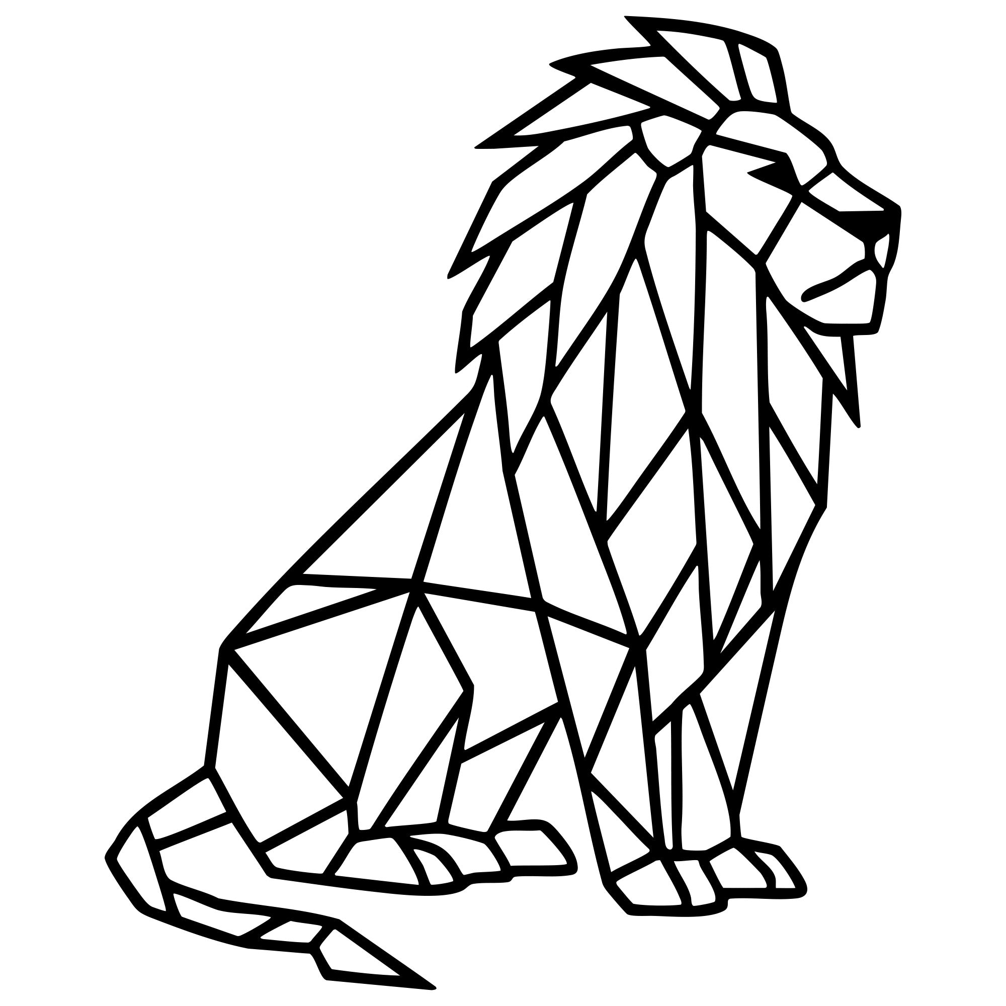Geometric Lion DXF File – CNC Cutting Design | AWLION390