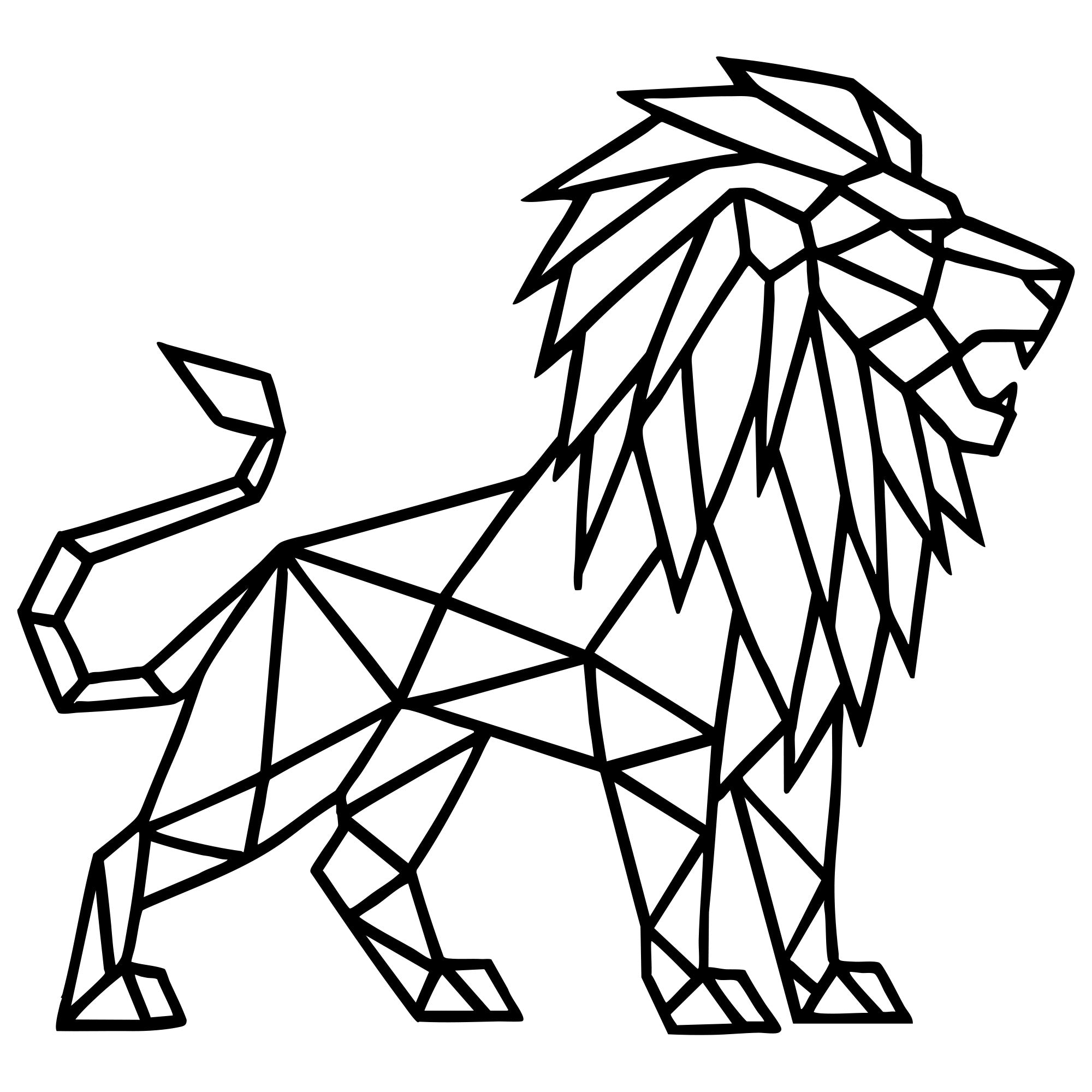 Geometric Lion DXF File – CNC Cutting Design | AWLION395