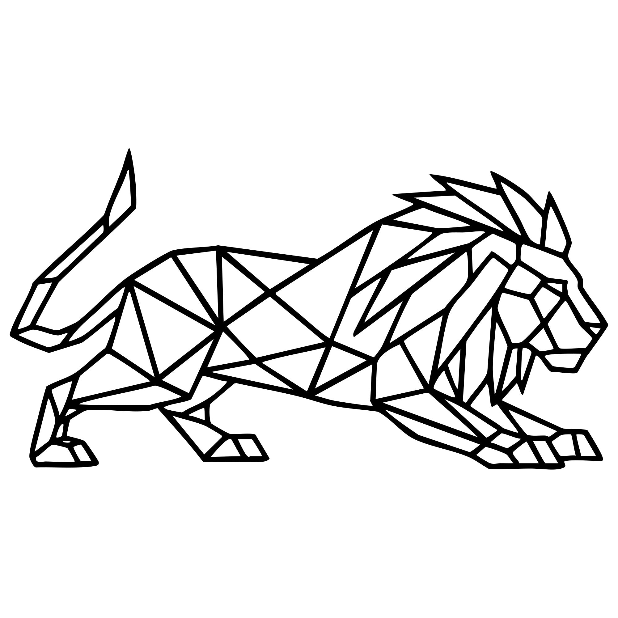 Geometric Lion DXF File – CNC Cutting Design | AWLION397