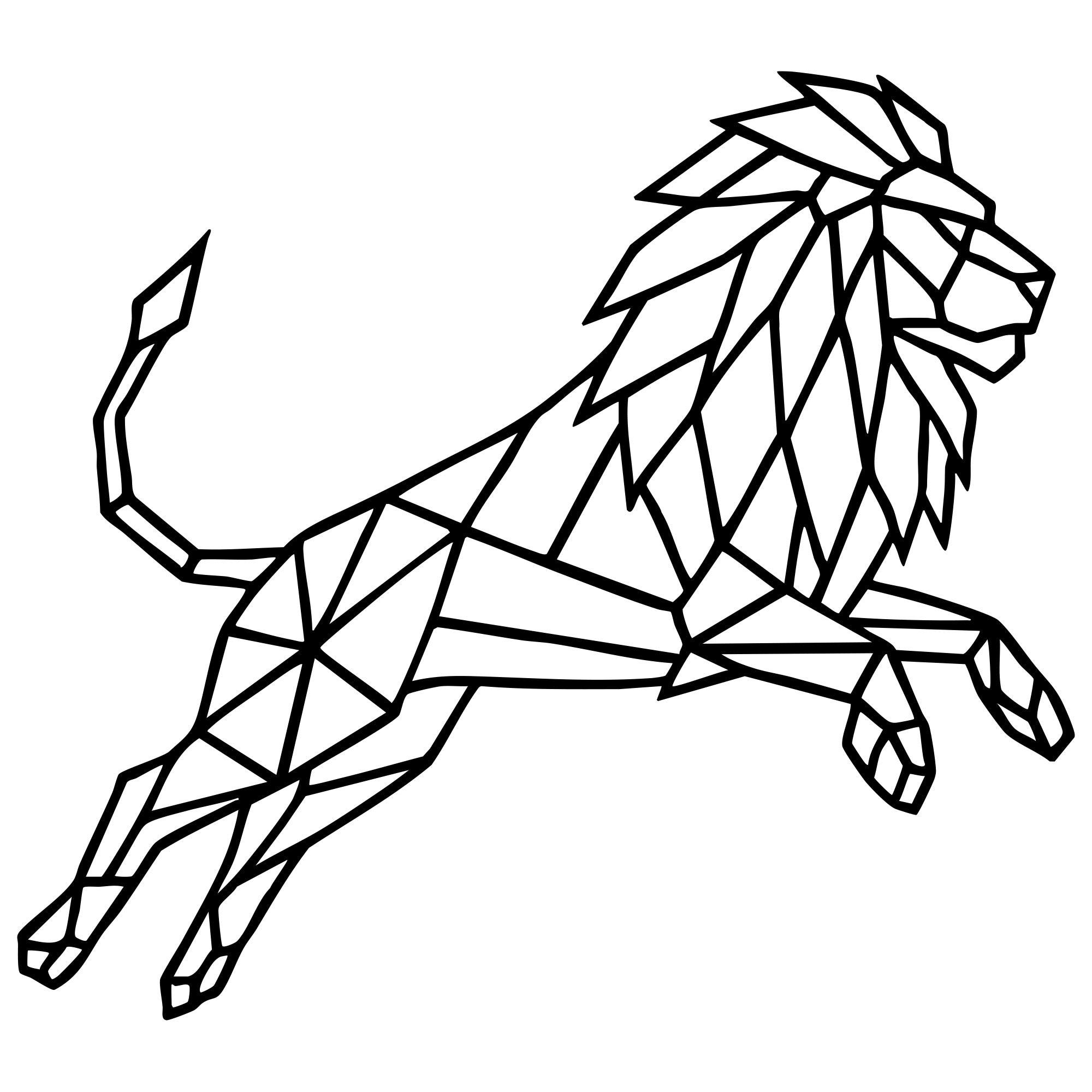 Geometric Lion DXF File – CNC Cutting Design | AWLION399