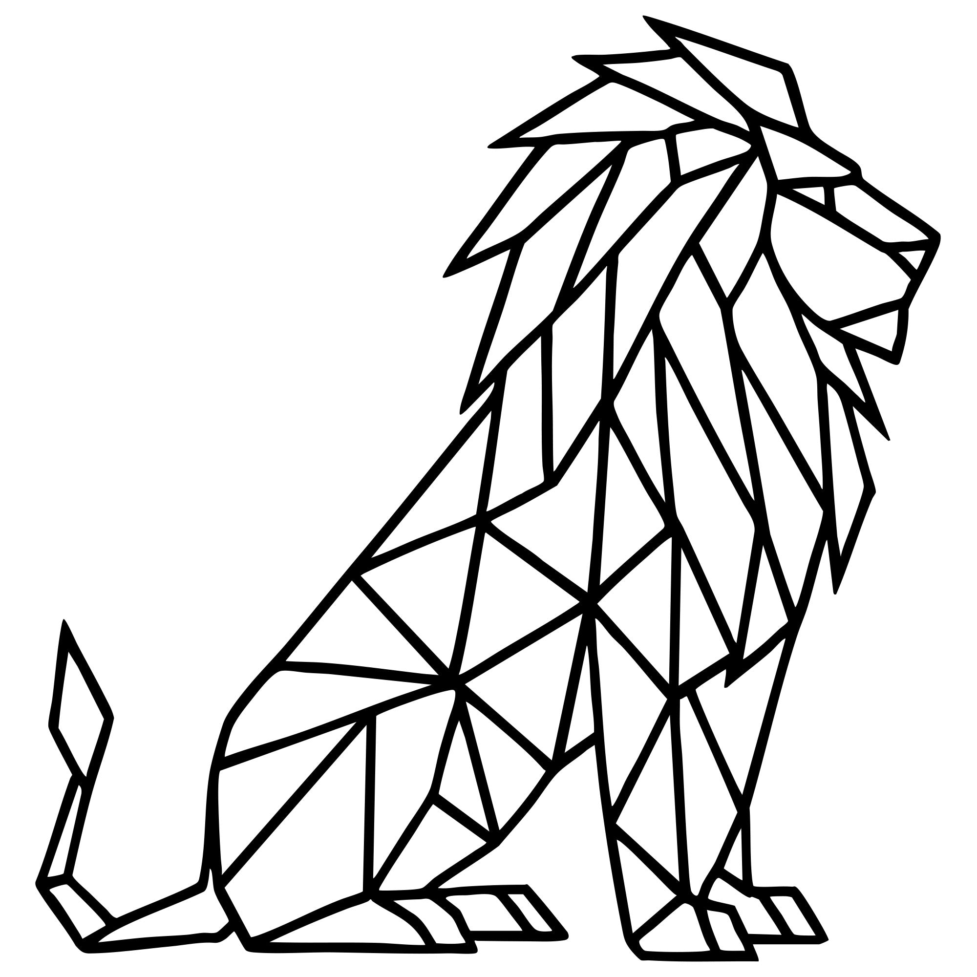 Geometric Lion DXF File – CNC Cutting Design | AWLION402