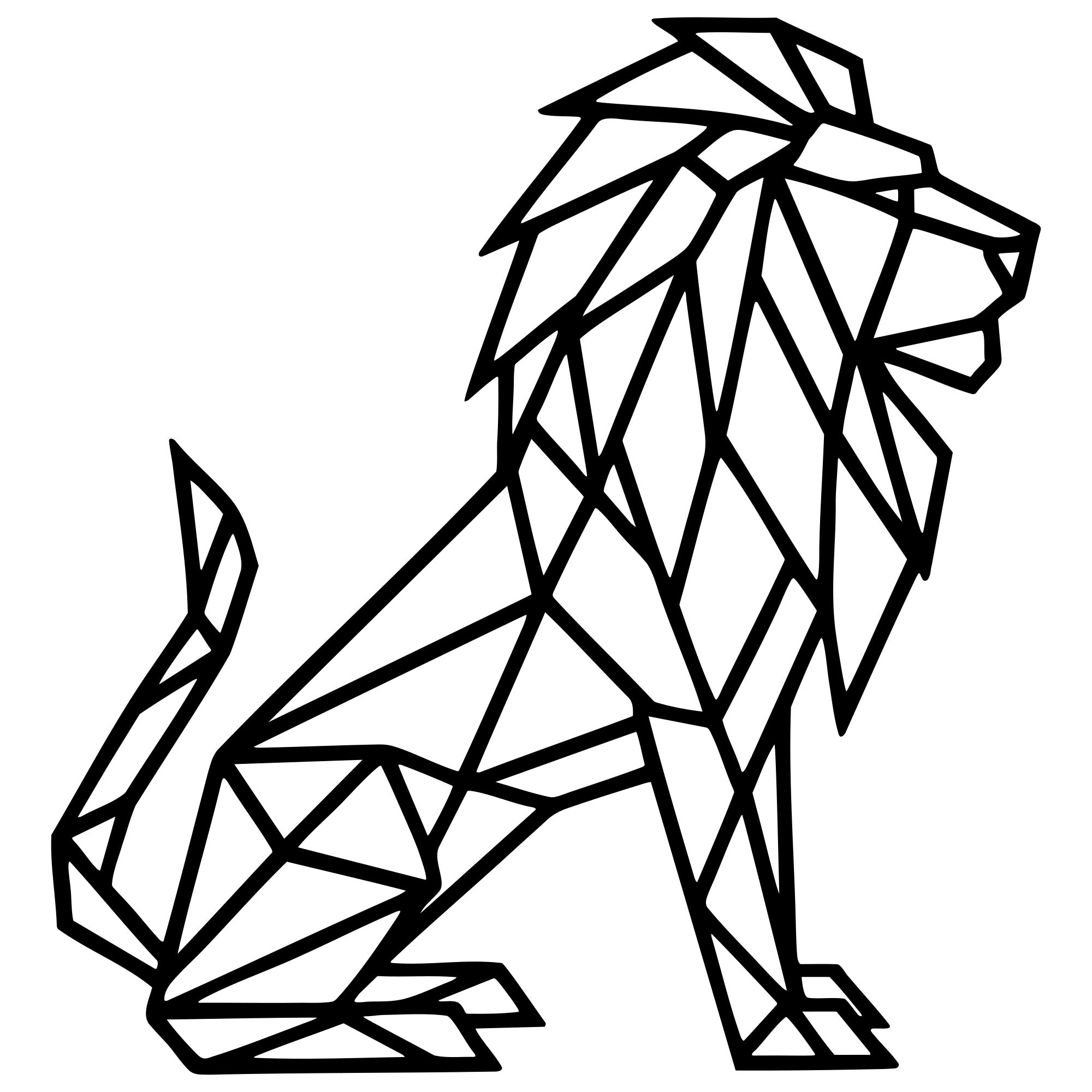 Geometric Lion DXF File – CNC Cutting Design | AWLION404