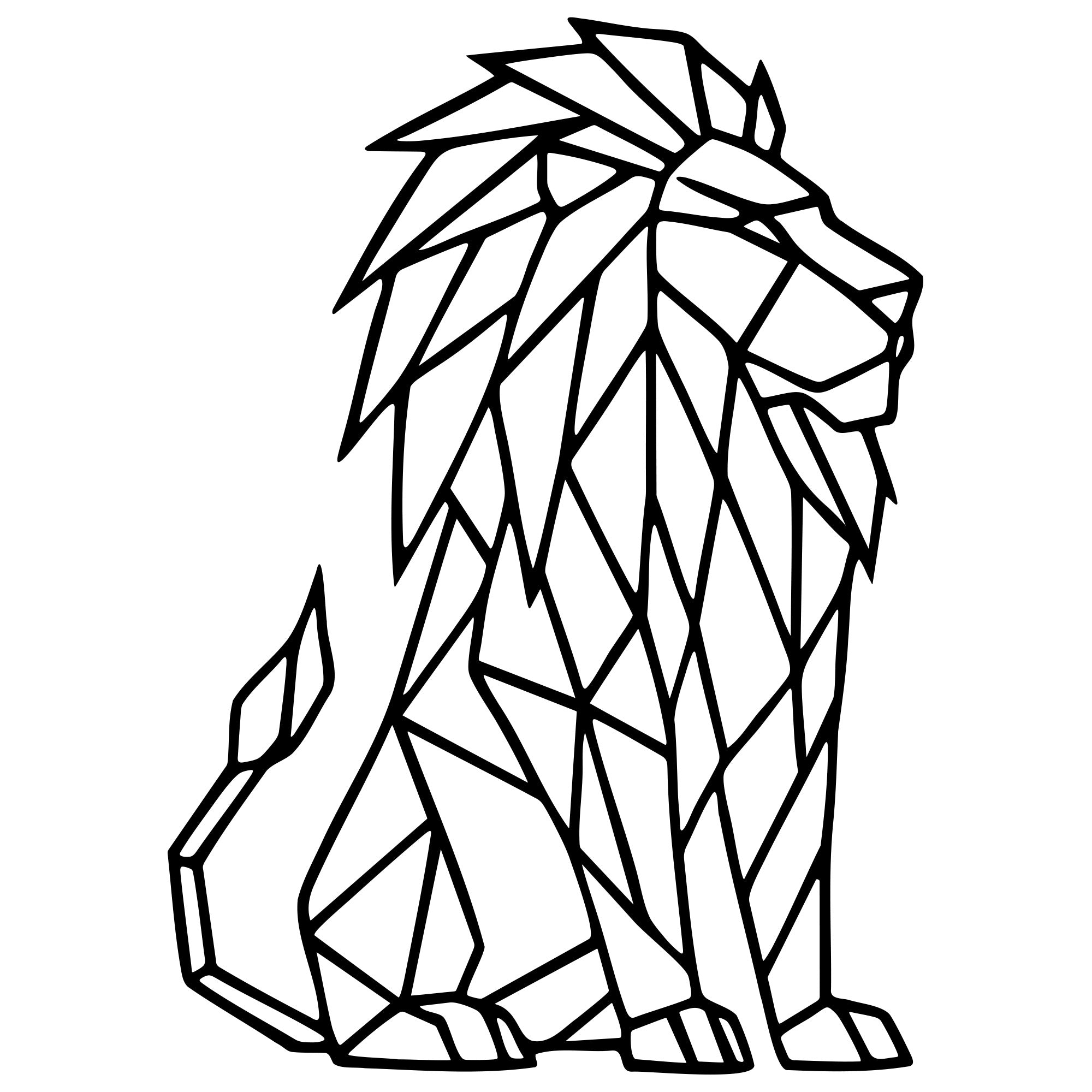 Geometric Lion DXF File – CNC Cutting Design | AWLION405