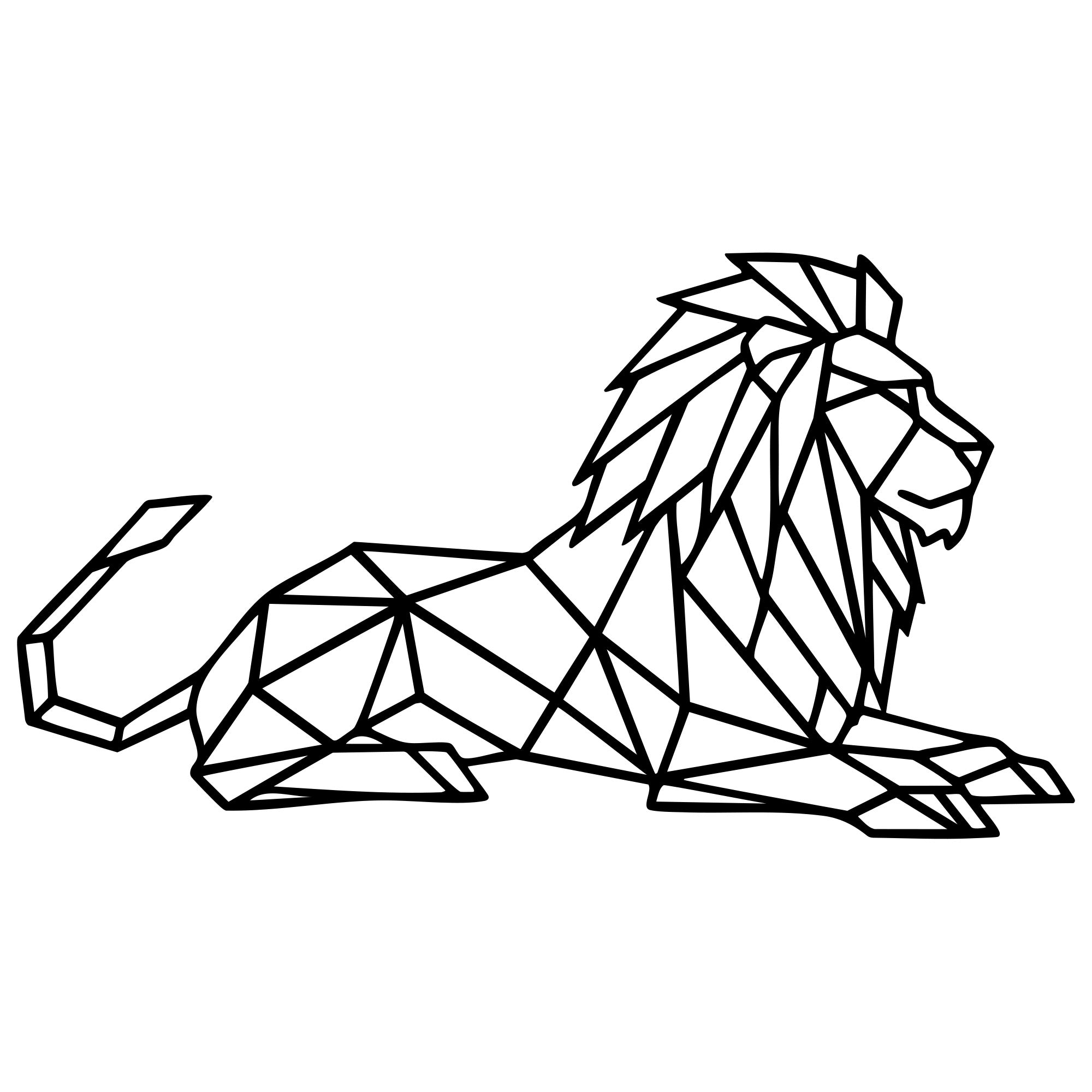 Geometric Lion DXF File – CNC Cutting Design | AWLION407
