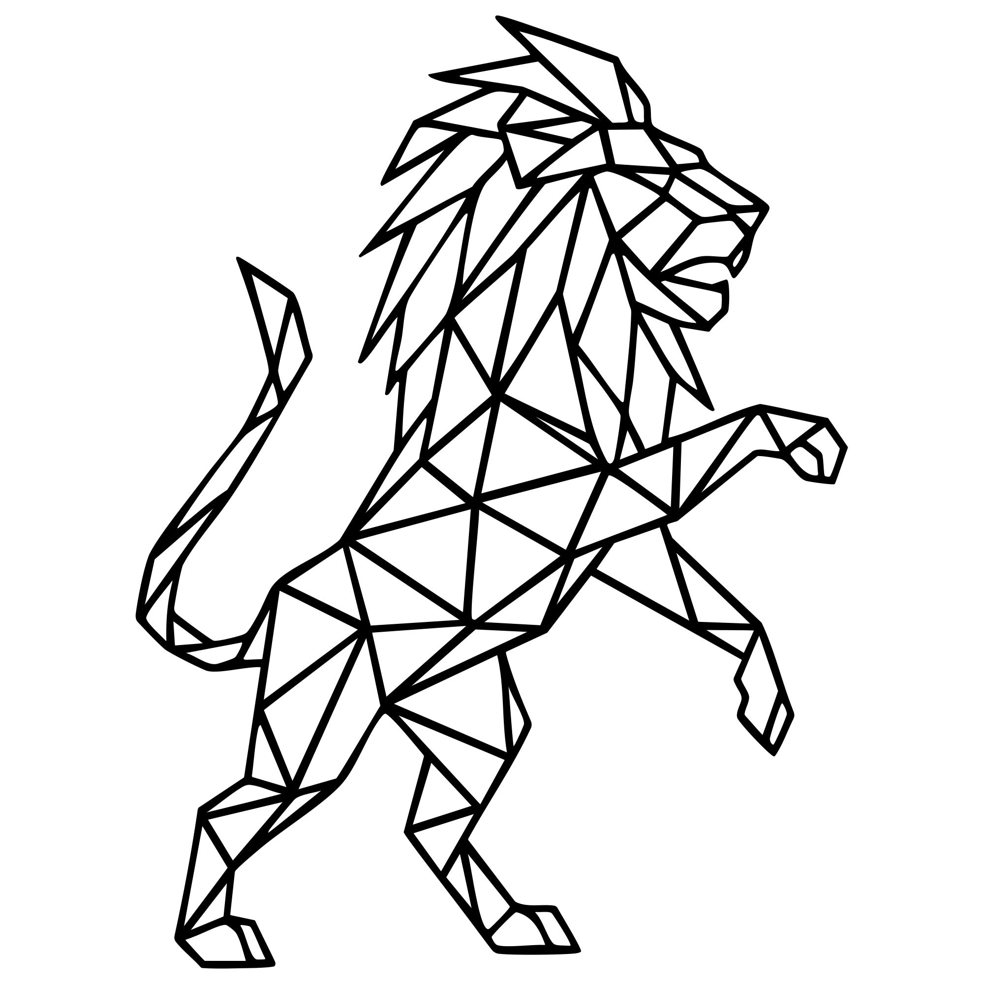 Geometric Lion DXF File – CNC Cutting Design | AWLION408