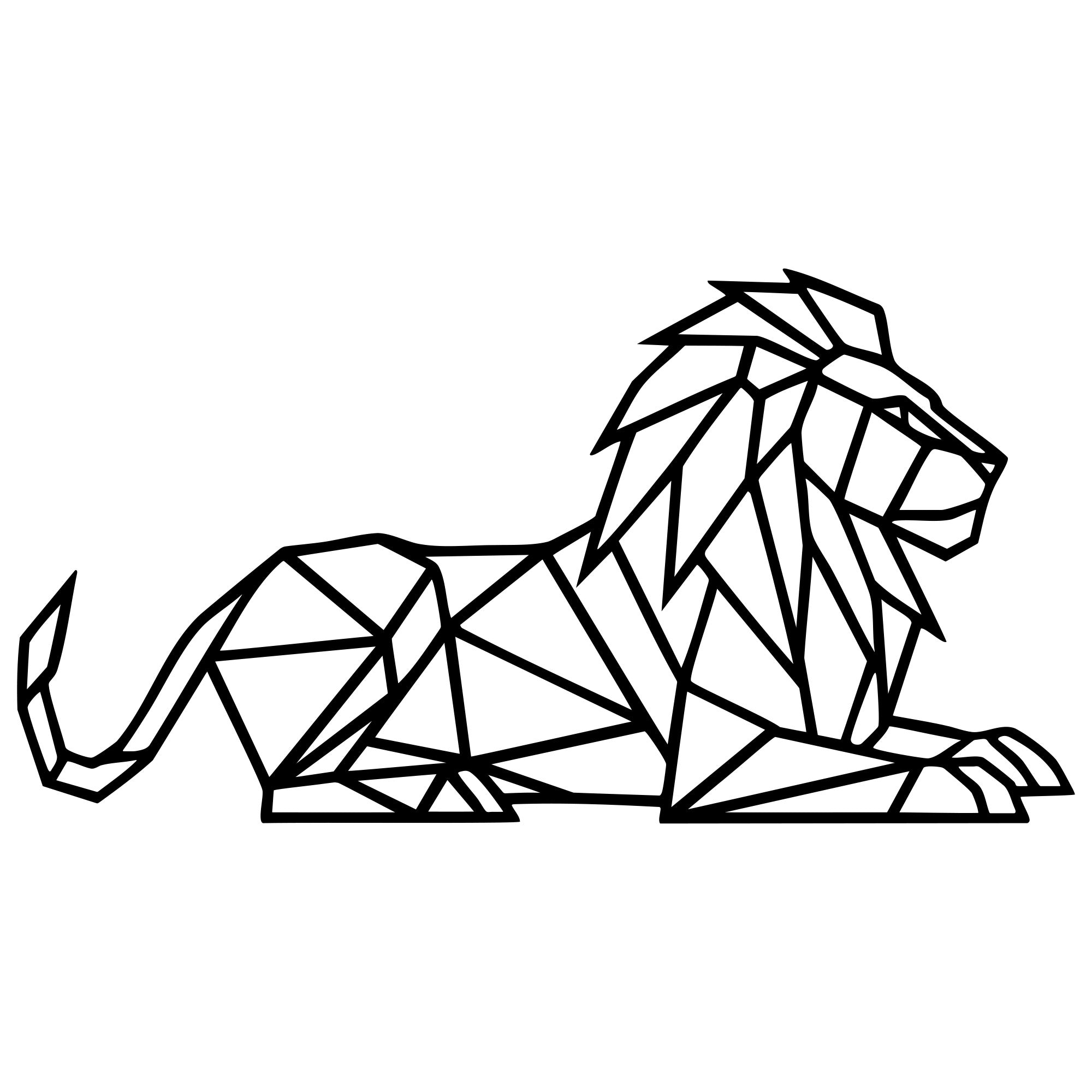 Geometric Lion DXF File – CNC Cutting Design | AWLION409