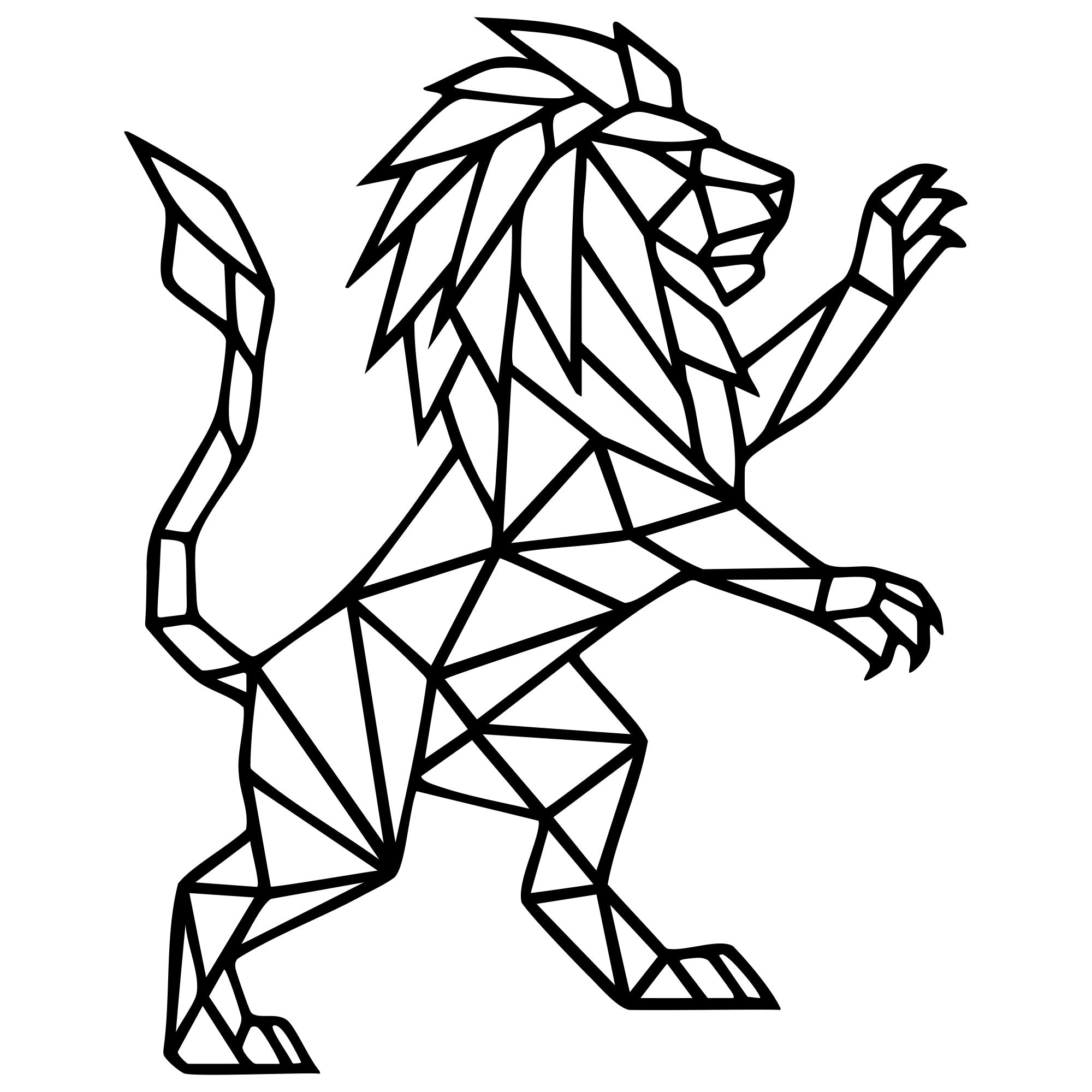 Geometric Lion DXF File – CNC Cutting Design | AWLION414