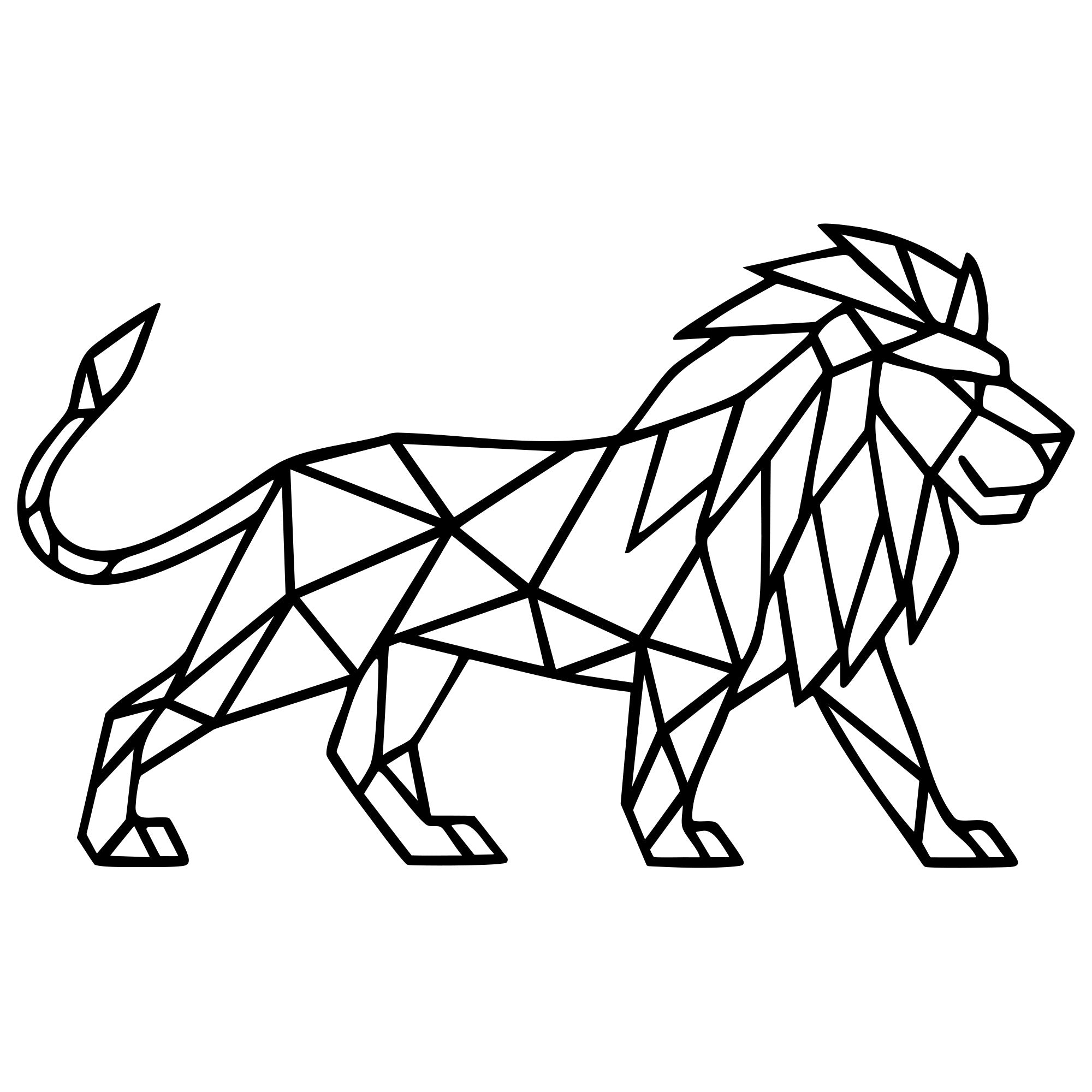 Geometric Lion DXF File – CNC Cutting Design | AWLION416