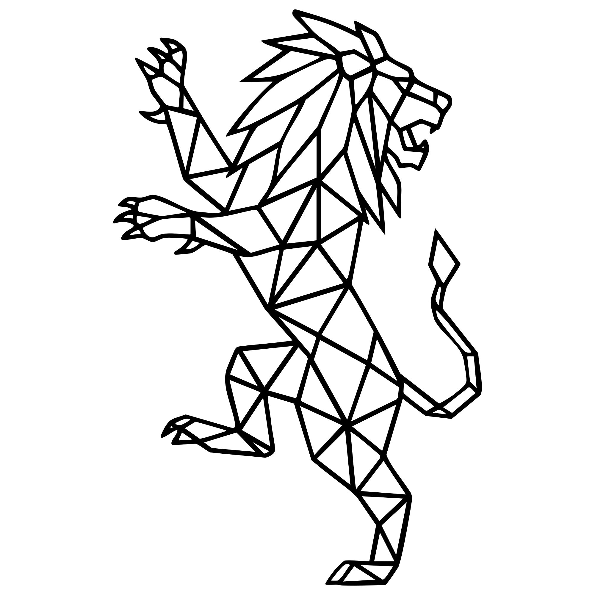 Geometric Lion DXF File – CNC Cutting Design | AWLION418