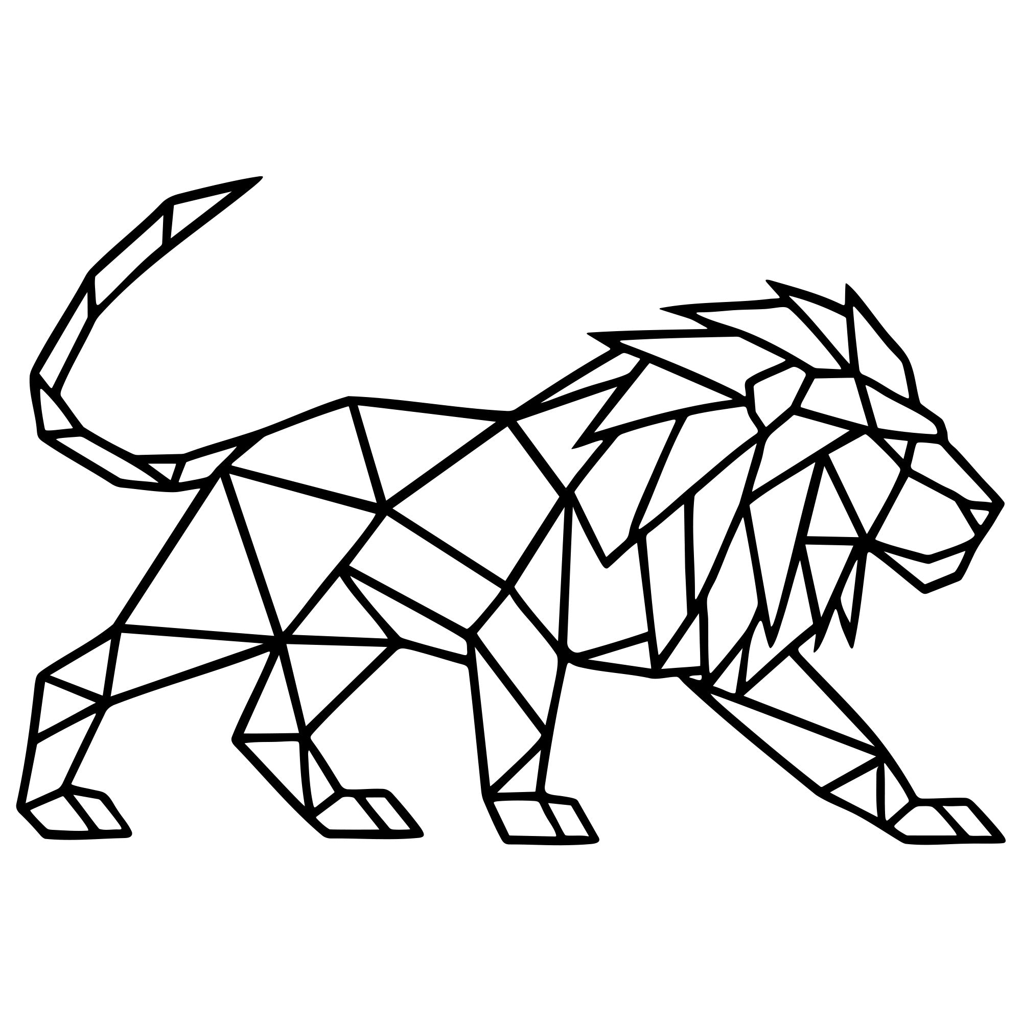 Geometric Lion DXF File – CNC Cutting Design | AWLION425