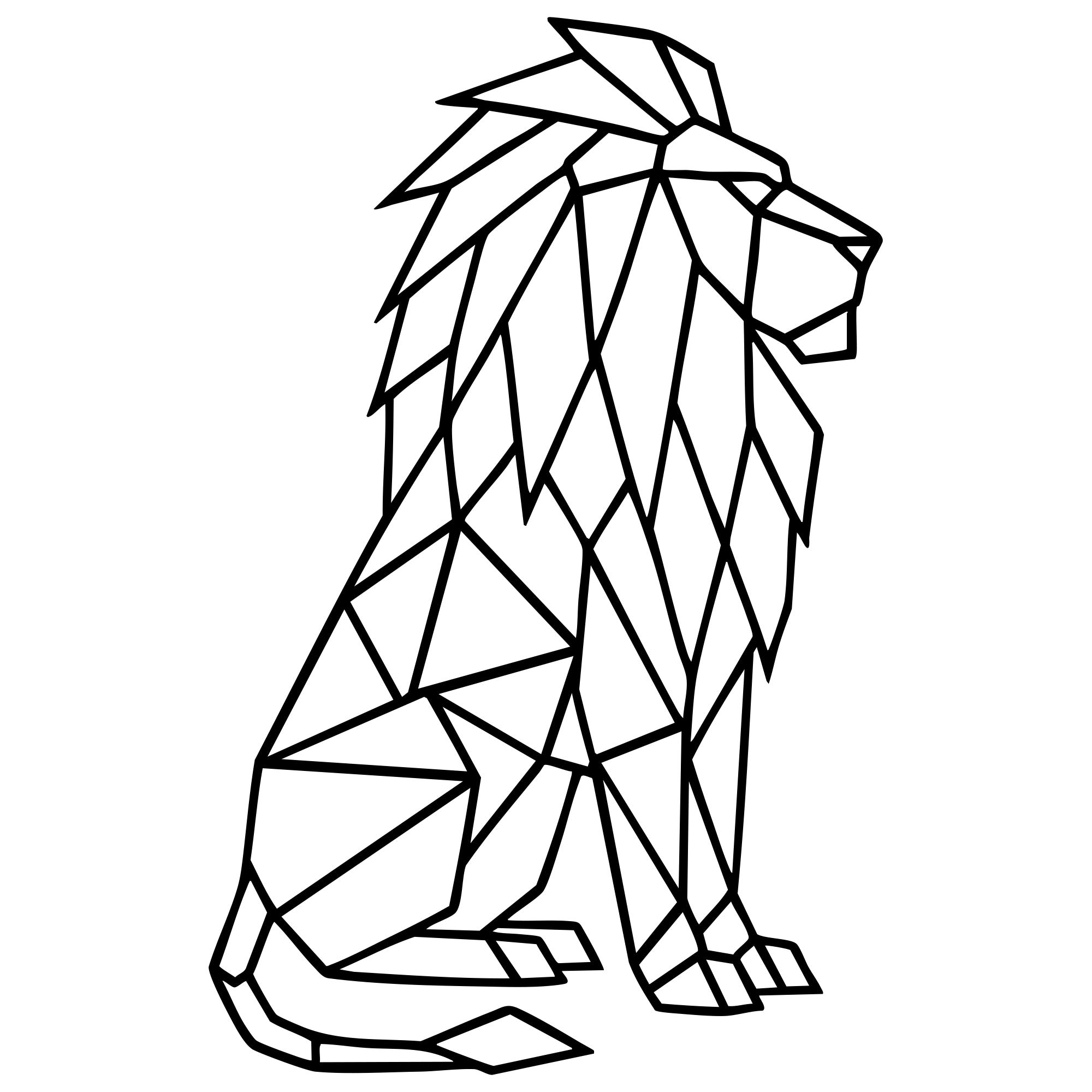 Geometric Lion DXF File – CNC Cutting Design | AWLION426