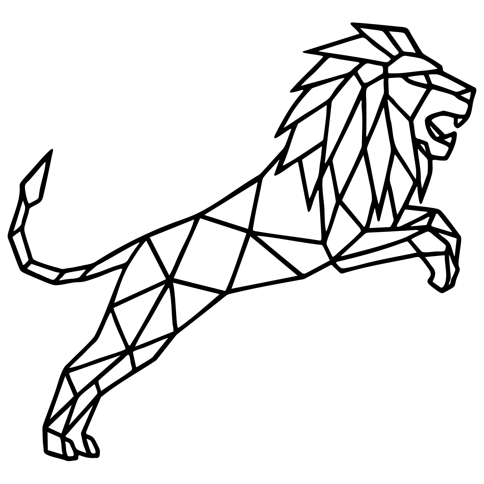 Geometric Lion DXF File – CNC Cutting Design | AWLION427