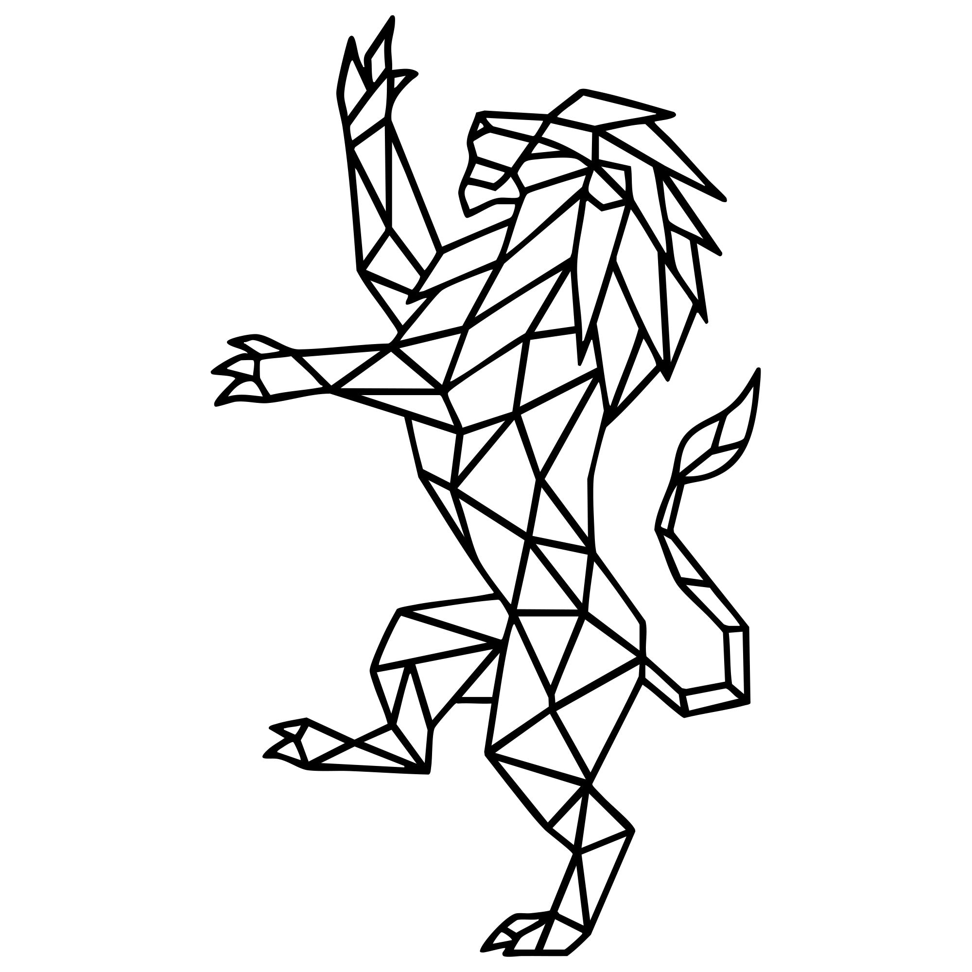 Geometric Lion DXF File – CNC Cutting Design | AWLION428