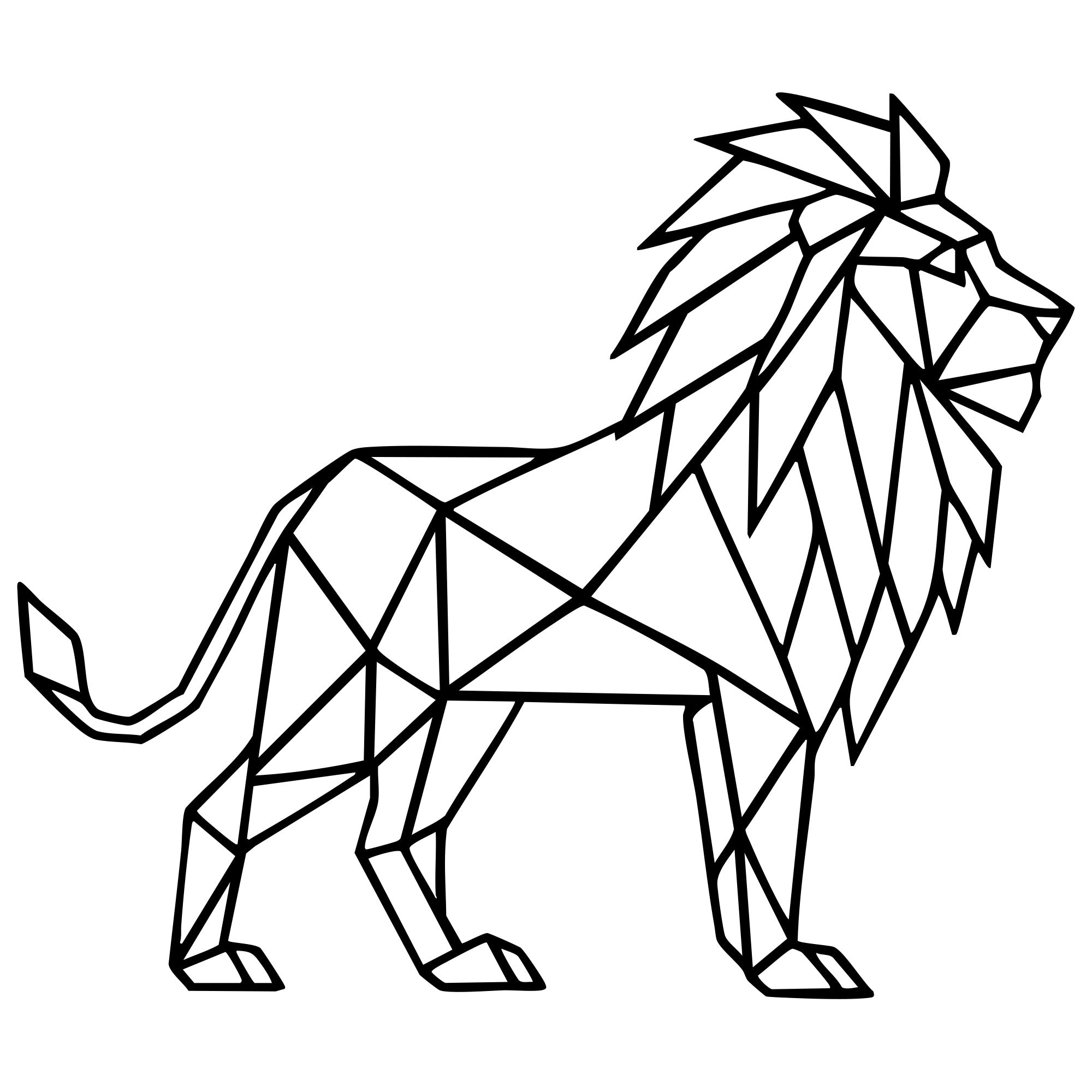 Geometric Lion DXF File – CNC Cutting Design | AWLION430