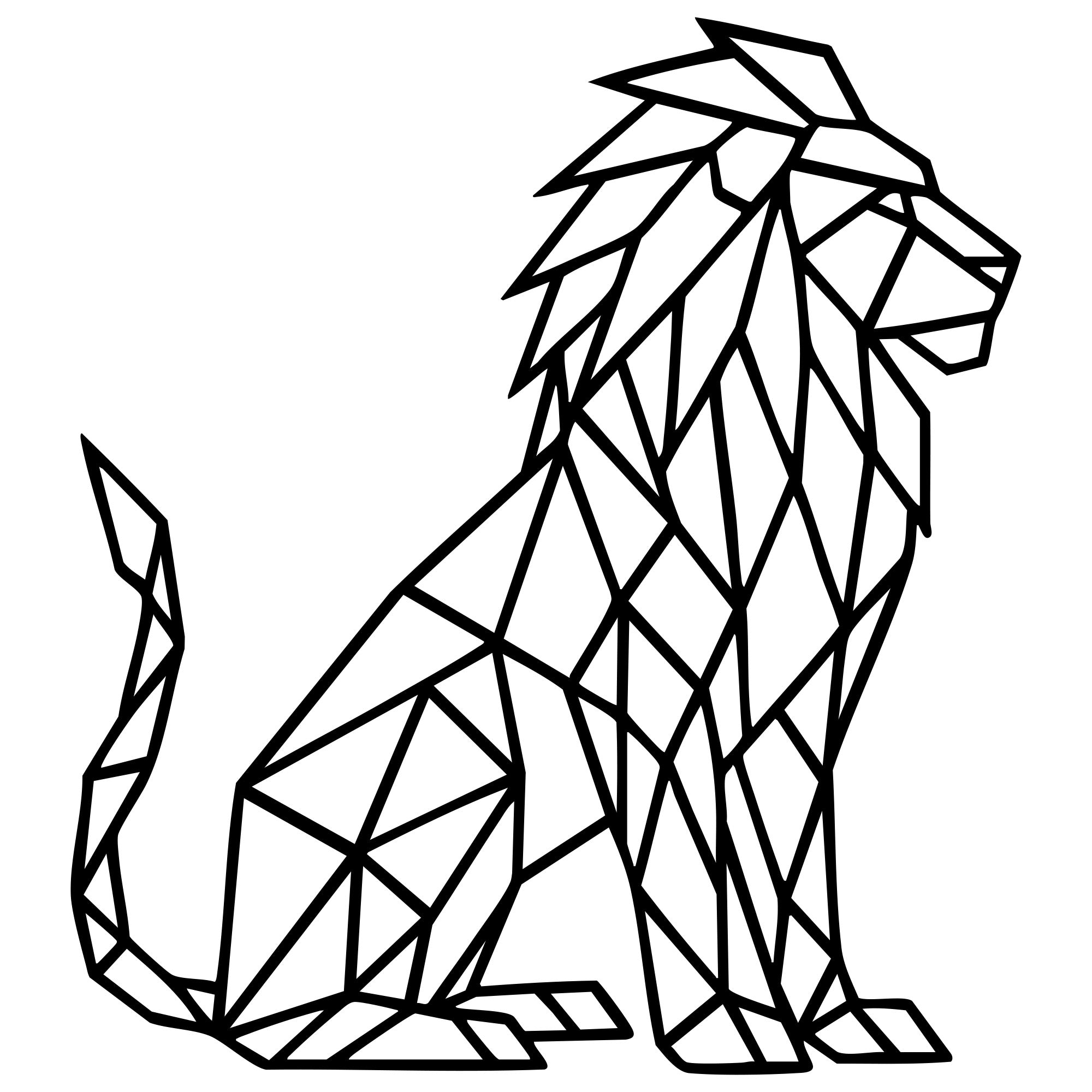 Geometric Lion DXF File – CNC Cutting Design | AWLION433
