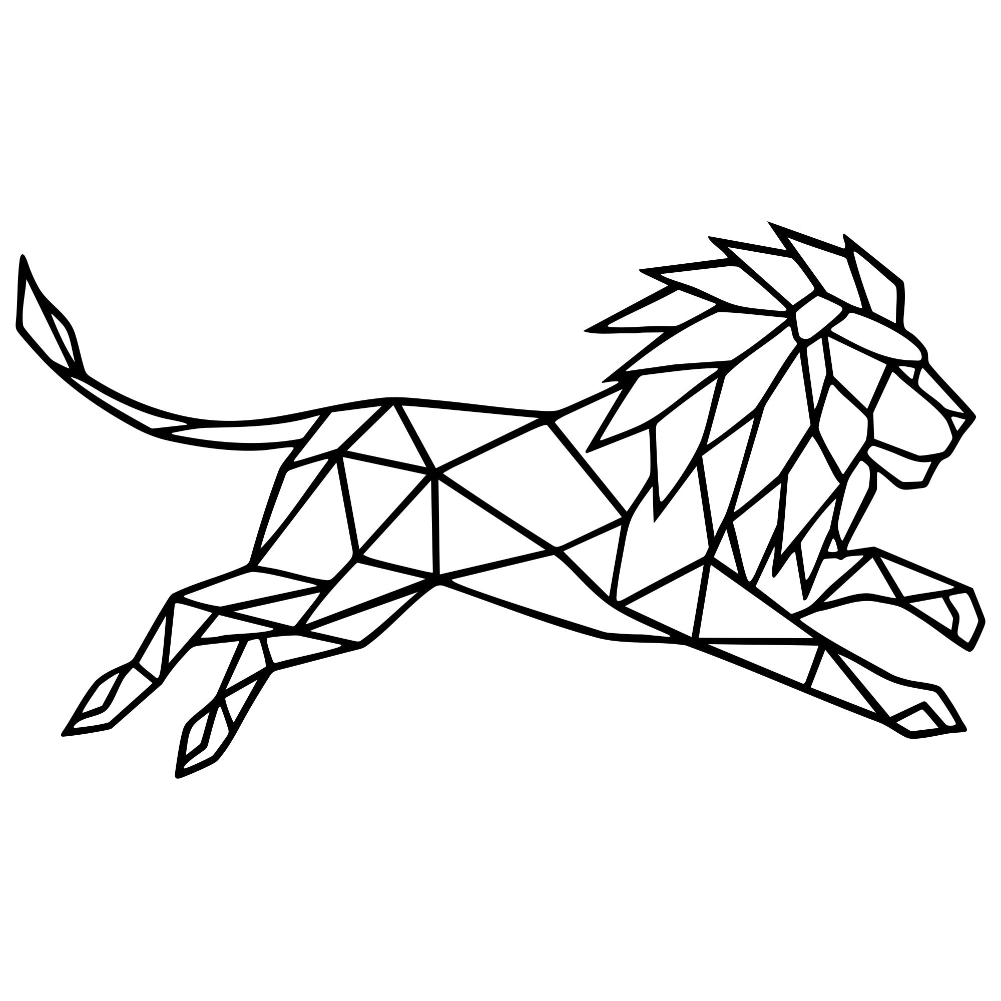 Geometric Lion DXF File – CNC Cutting Design | AWLION434