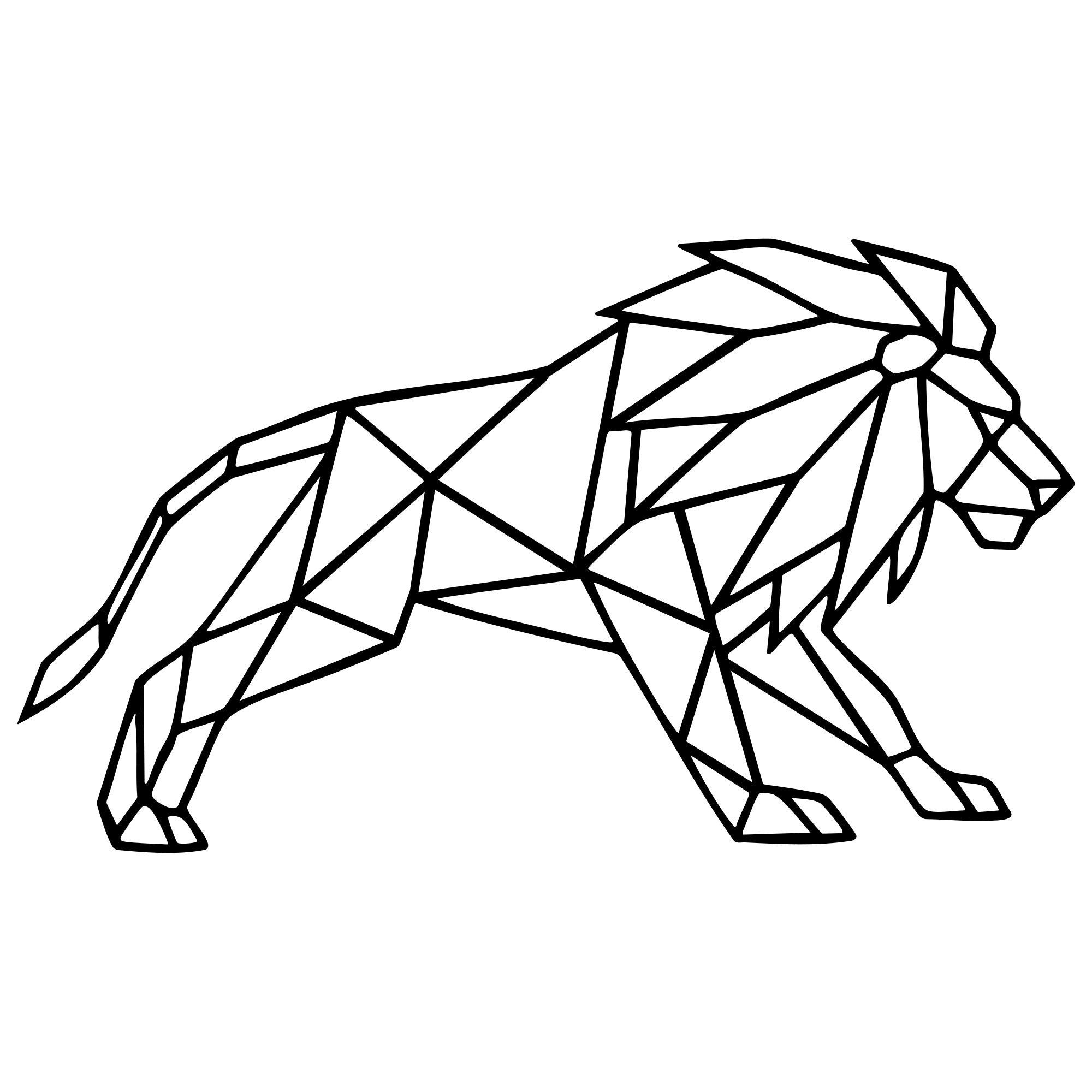 Geometric Lion DXF File – CNC Cutting Design | AWLION435
