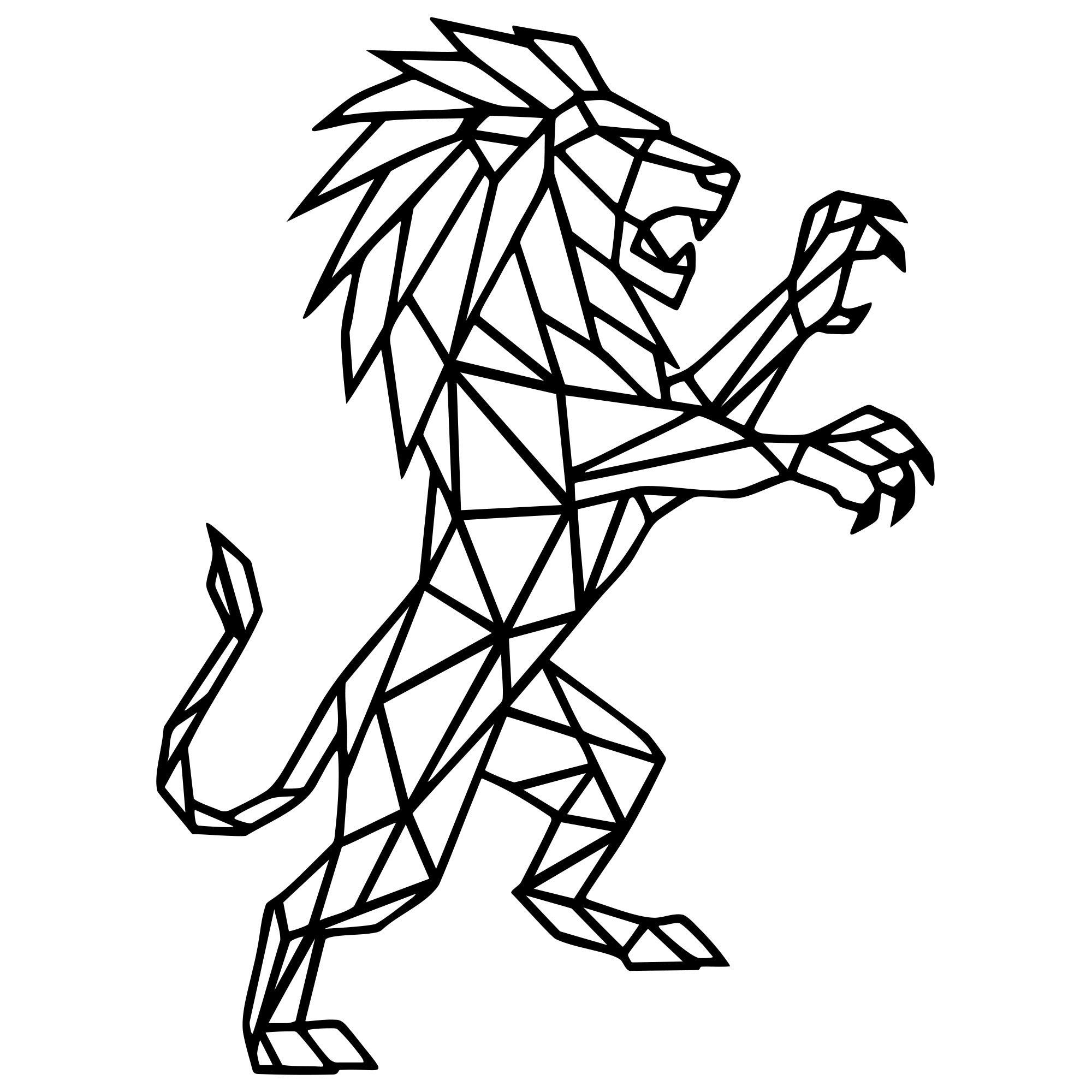 Geometric Lion DXF File – CNC Cutting Design | AWLION436