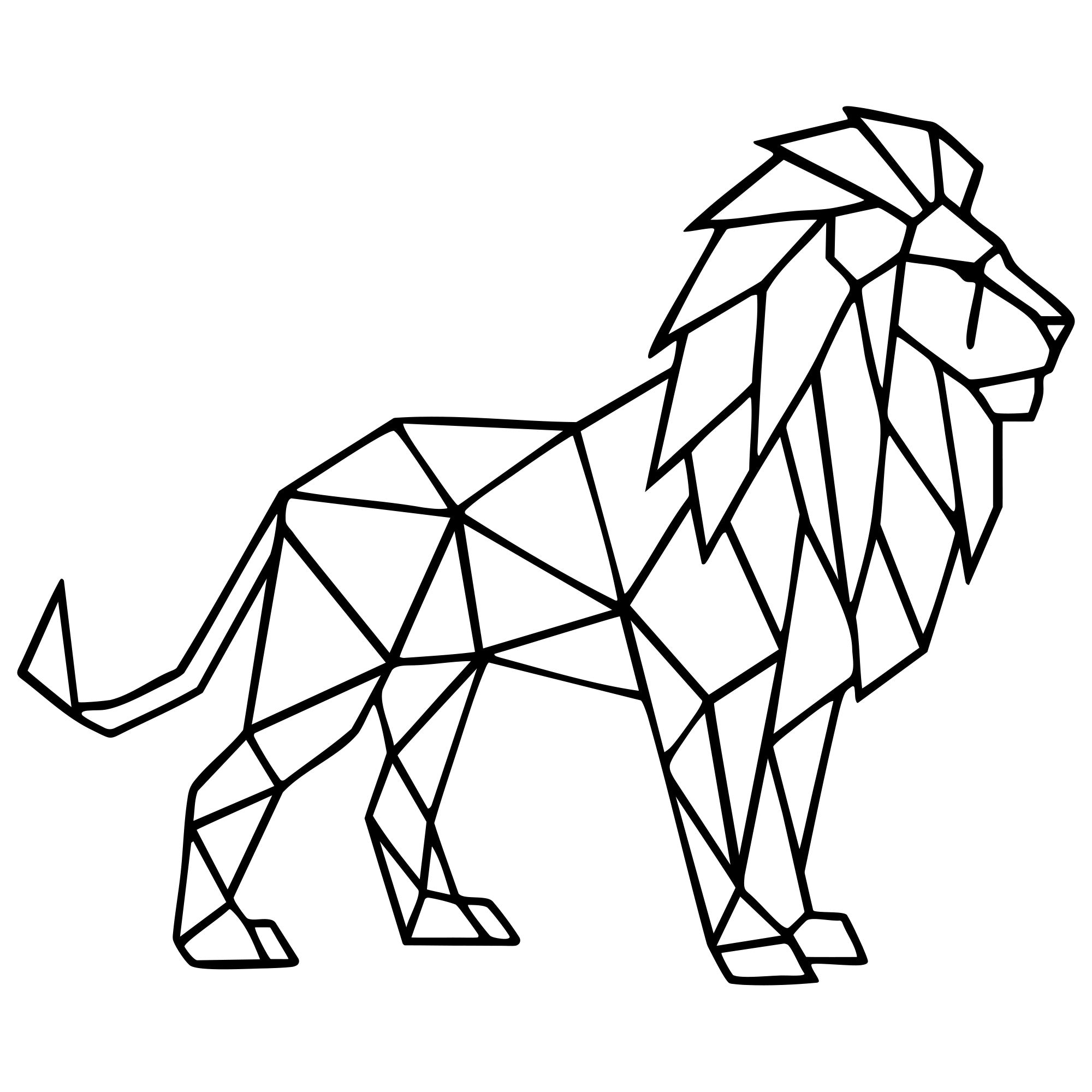 Geometric Lion DXF File – CNC Cutting Design | AWLION437